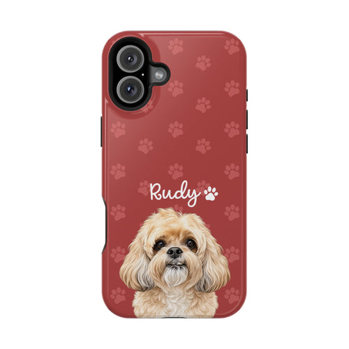 Personalized Dog Photo Phone Case — 'Rudy' Paw-Print Magnetic Impact-Resistant Case