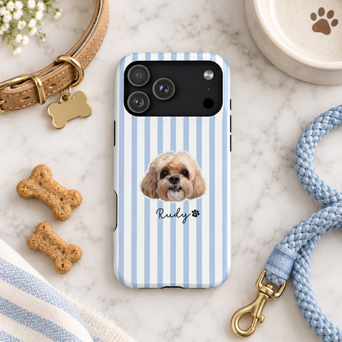 Personalized Dog Photo Phone Case — Custom Pet Name Magnetic Impact-Resistant Case