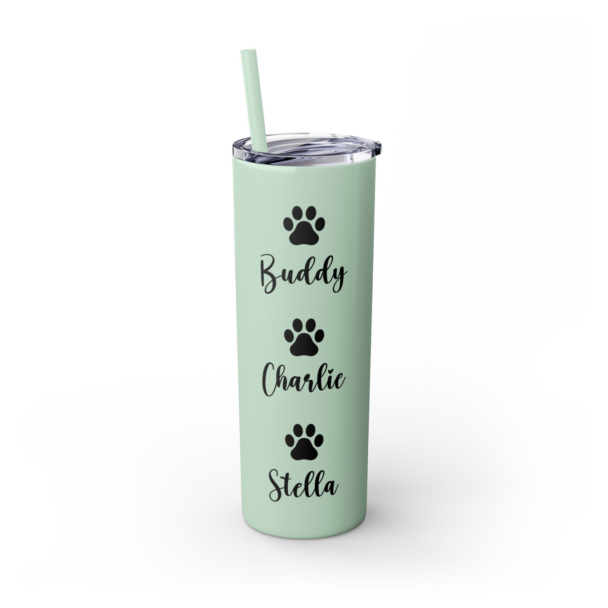 Dog Mom Skinny Tumbler with Straw, 20oz Water Bottle, Gift for Dog Lovers, Personalized Drinkware, Cute Dog Owner Gift, Travel Mug