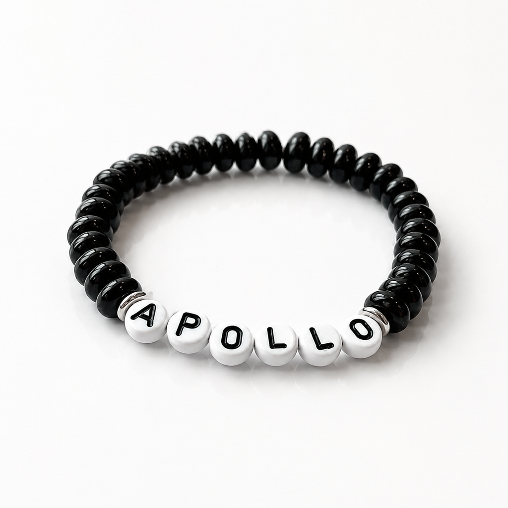 Custom Dog Name Black beaded bracelet