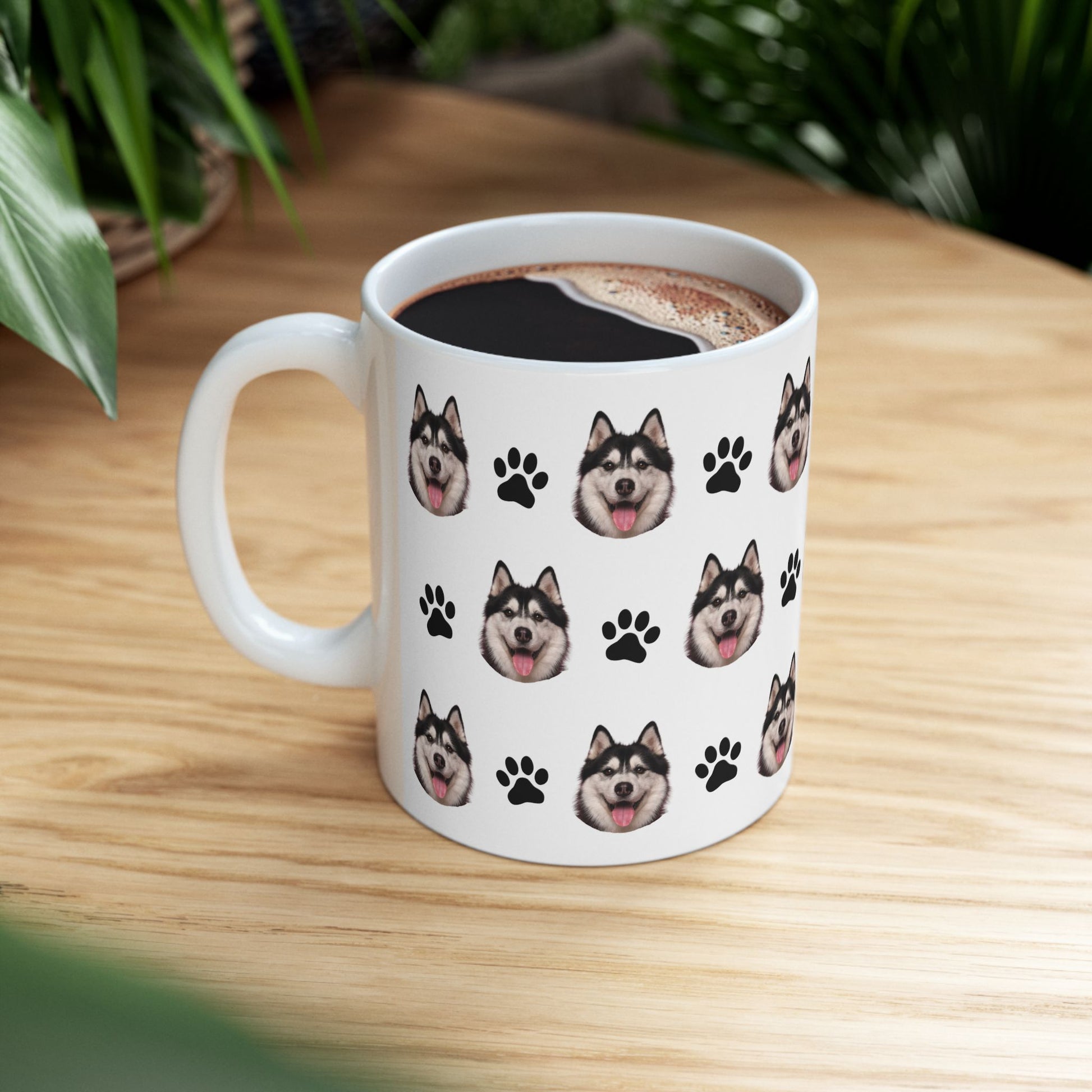 Custom dog breed Ceramic Mug - Cute Dog Face & Paw Print Design for Pet Lovers