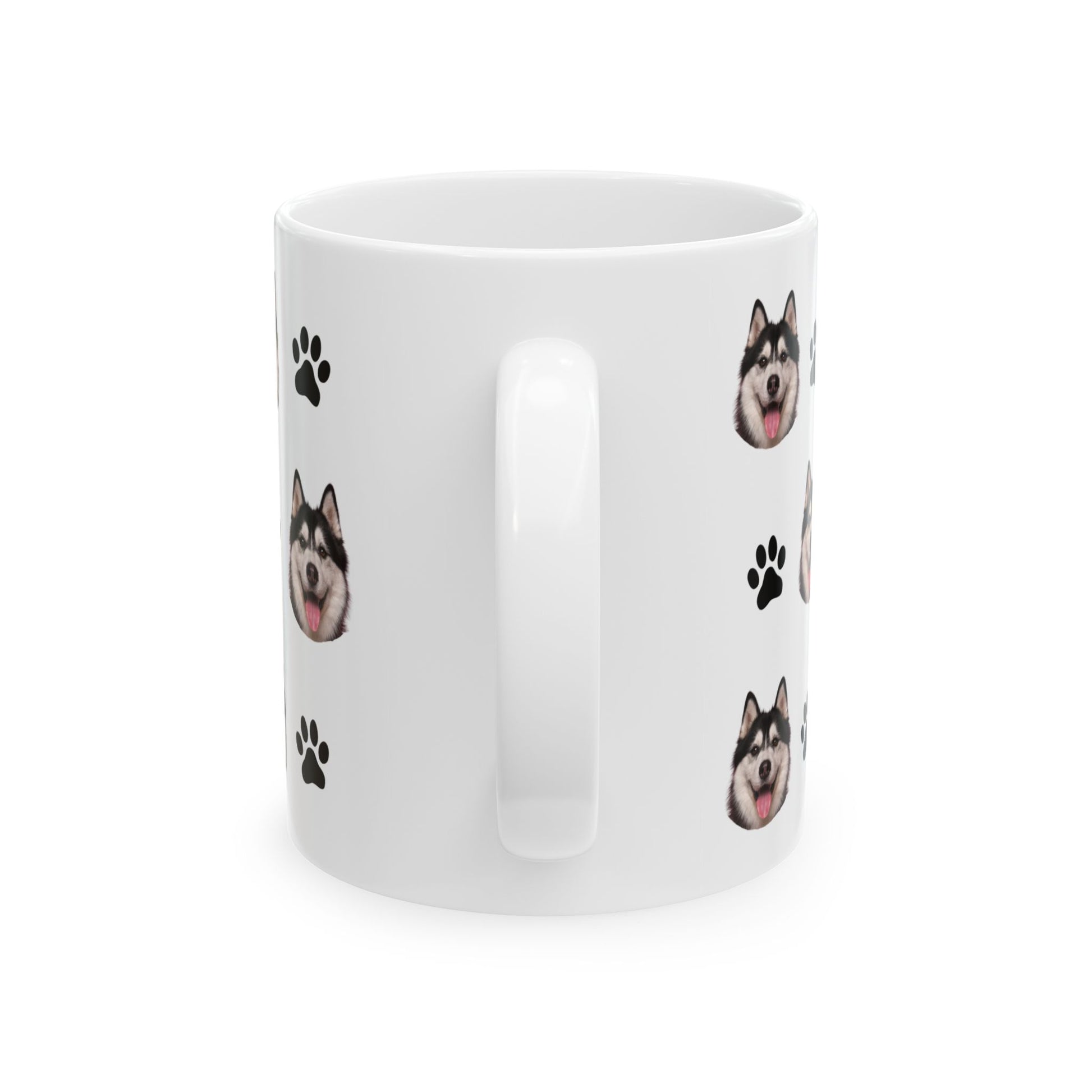 Custom dog breed Ceramic Mug - Cute Dog Face & Paw Print Design for Pet Lovers