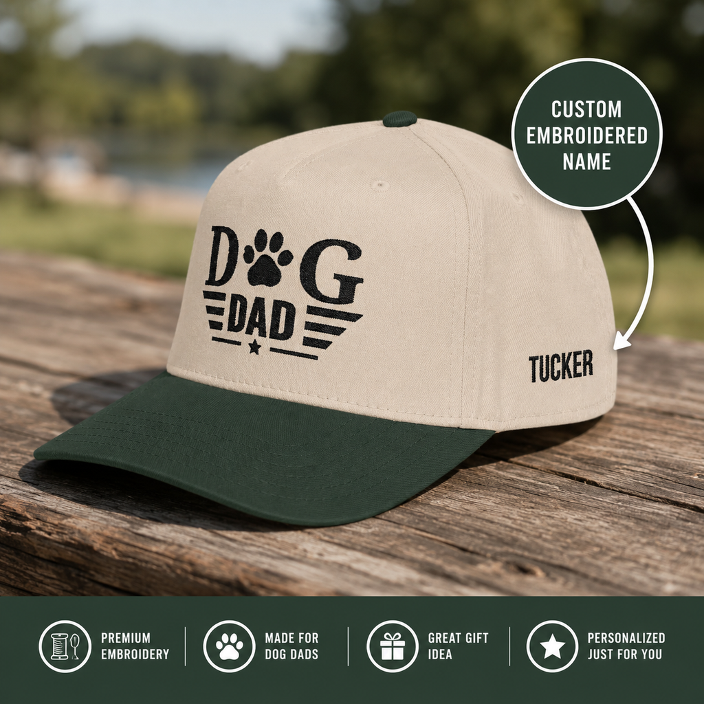 Dog Dad Baseball Cap — Paw Print Vintage Logo Hat for Pet Lovers