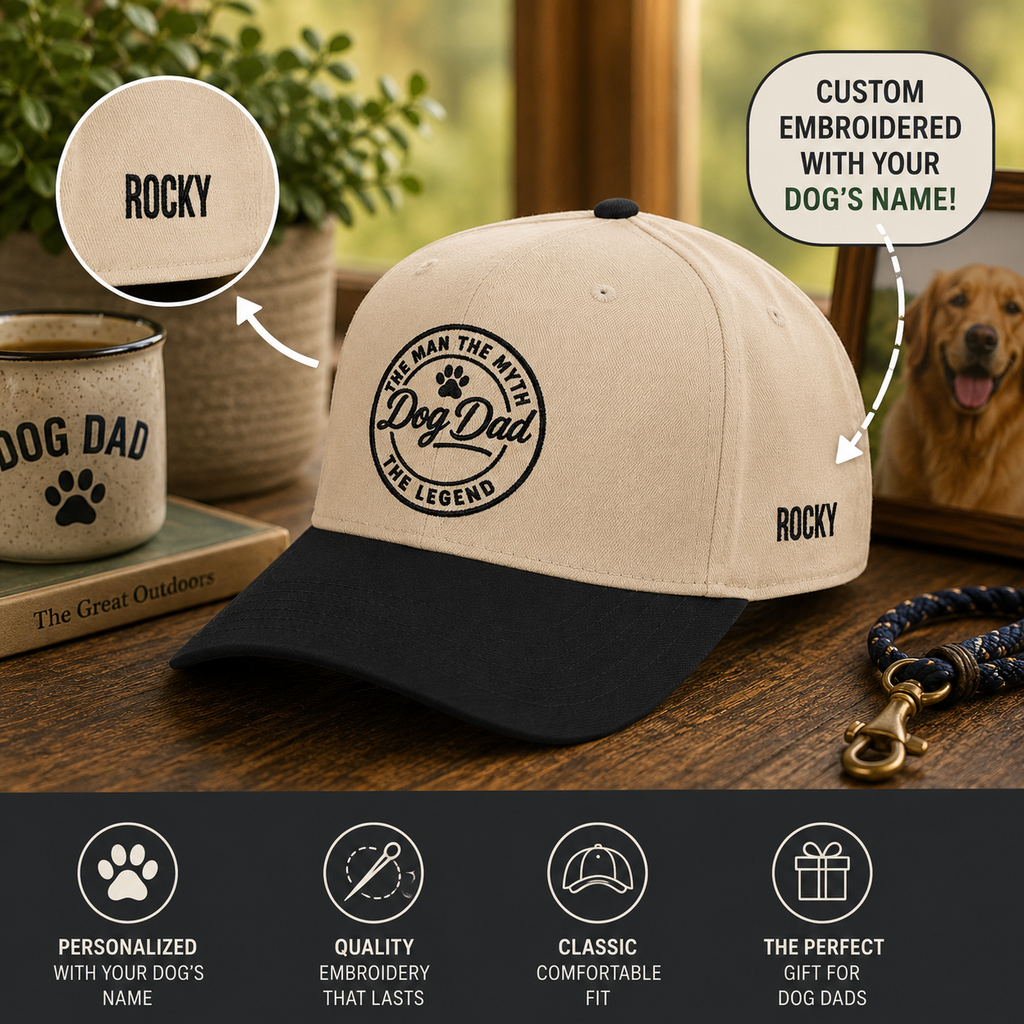 Dog Dad Baseball Cap — "The Man, The Myth, The Legend" Embroidered Hat