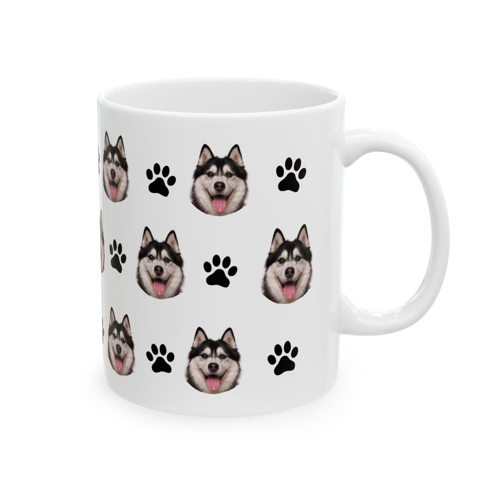Custom dog breed Ceramic Mug - Cute Dog Face & Paw Print Design for Pet Lovers