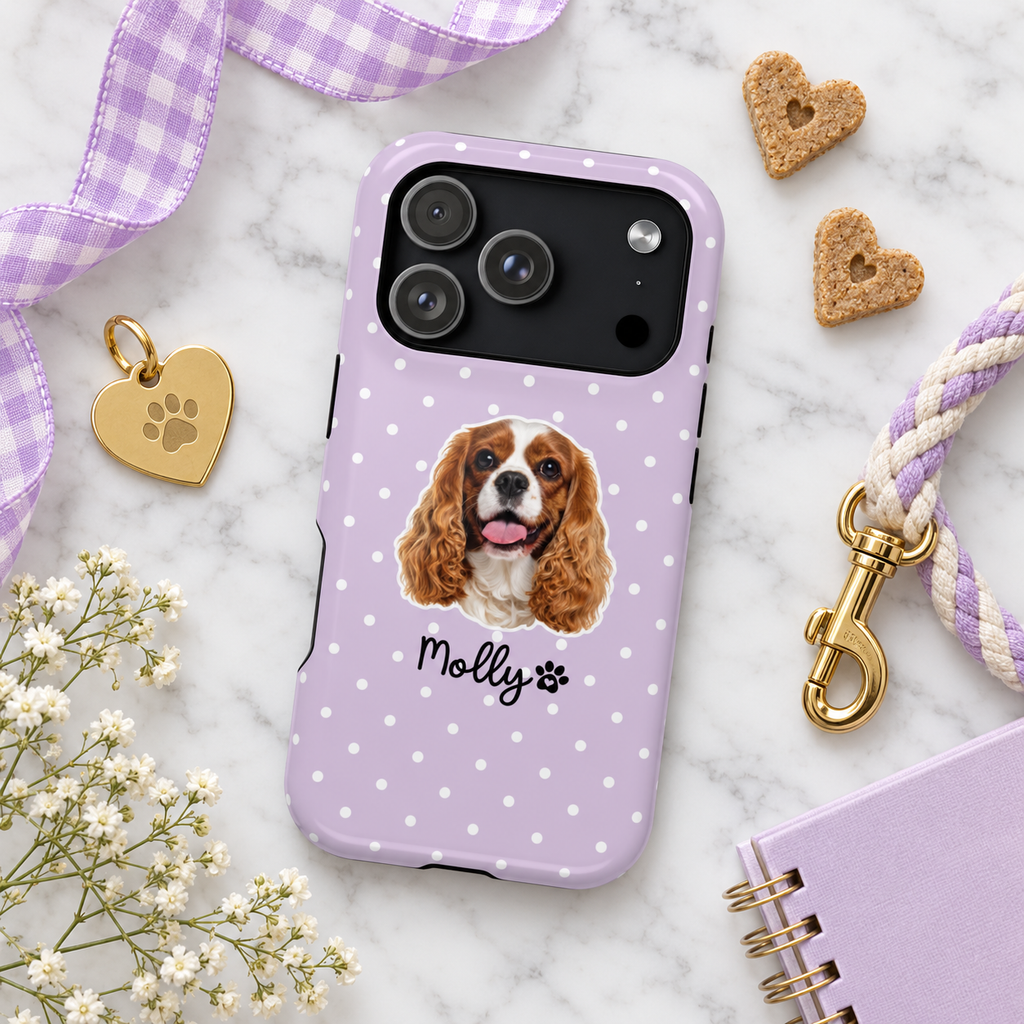 Personalized Dog Photo Phone Case — Custom Pet Name Magnetic Impact-Resistant Case