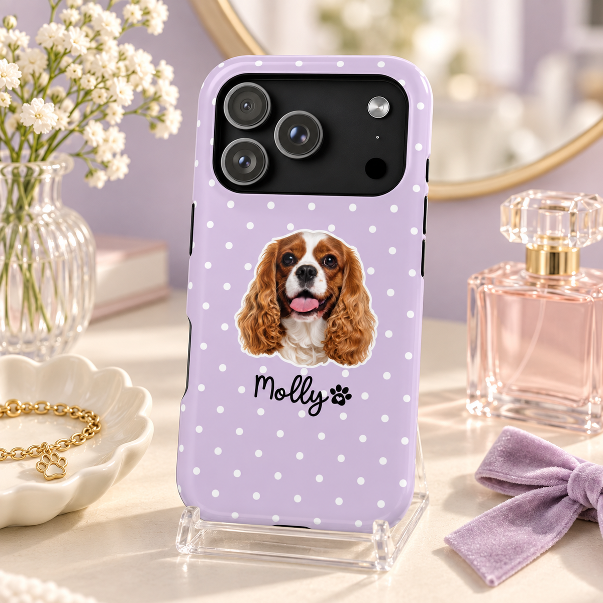 Personalized Dog Photo Phone Case — Custom Pet Name Magnetic Impact-Resistant Case