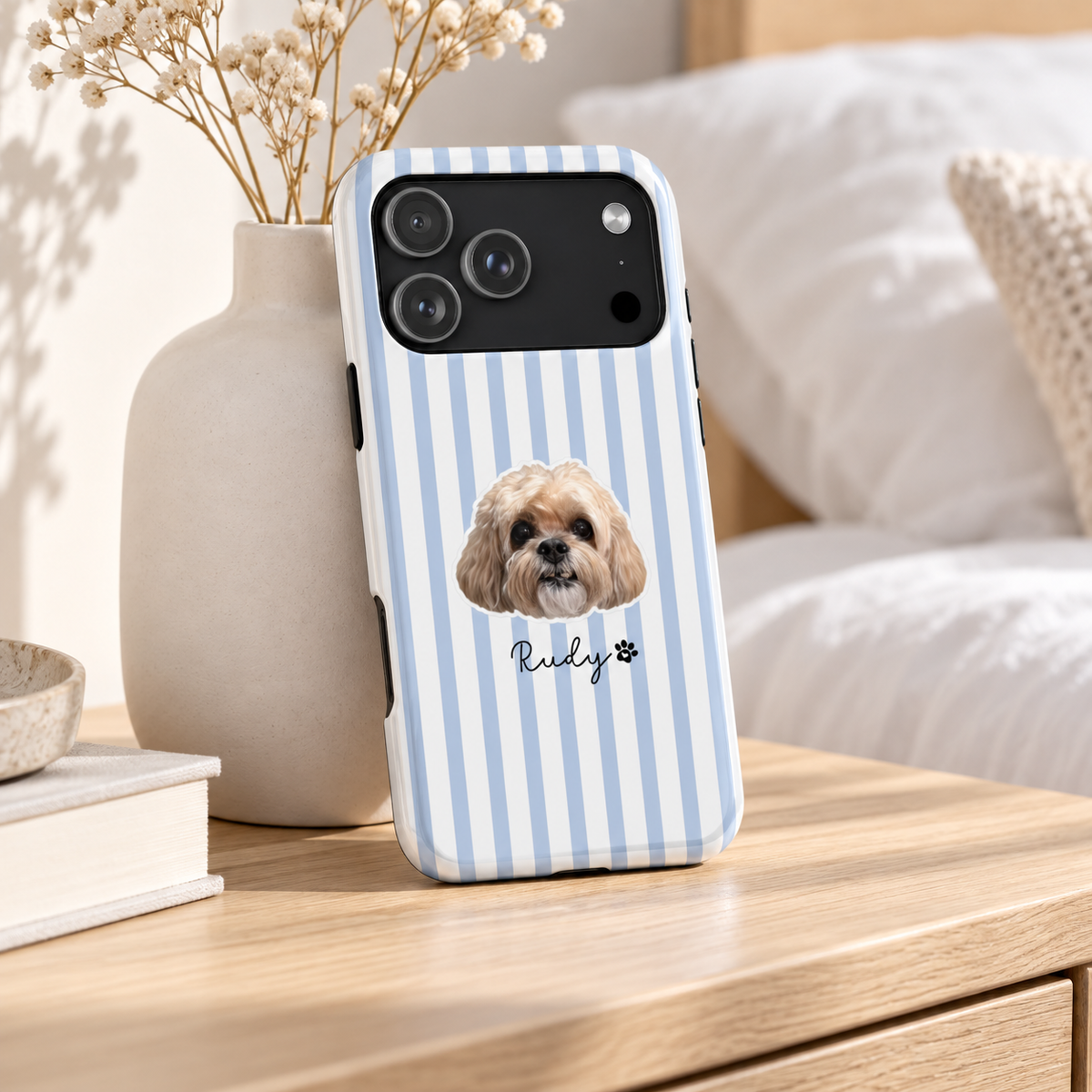 Personalized Dog Photo Phone Case — Custom Pet Name Magnetic Impact-Resistant Case