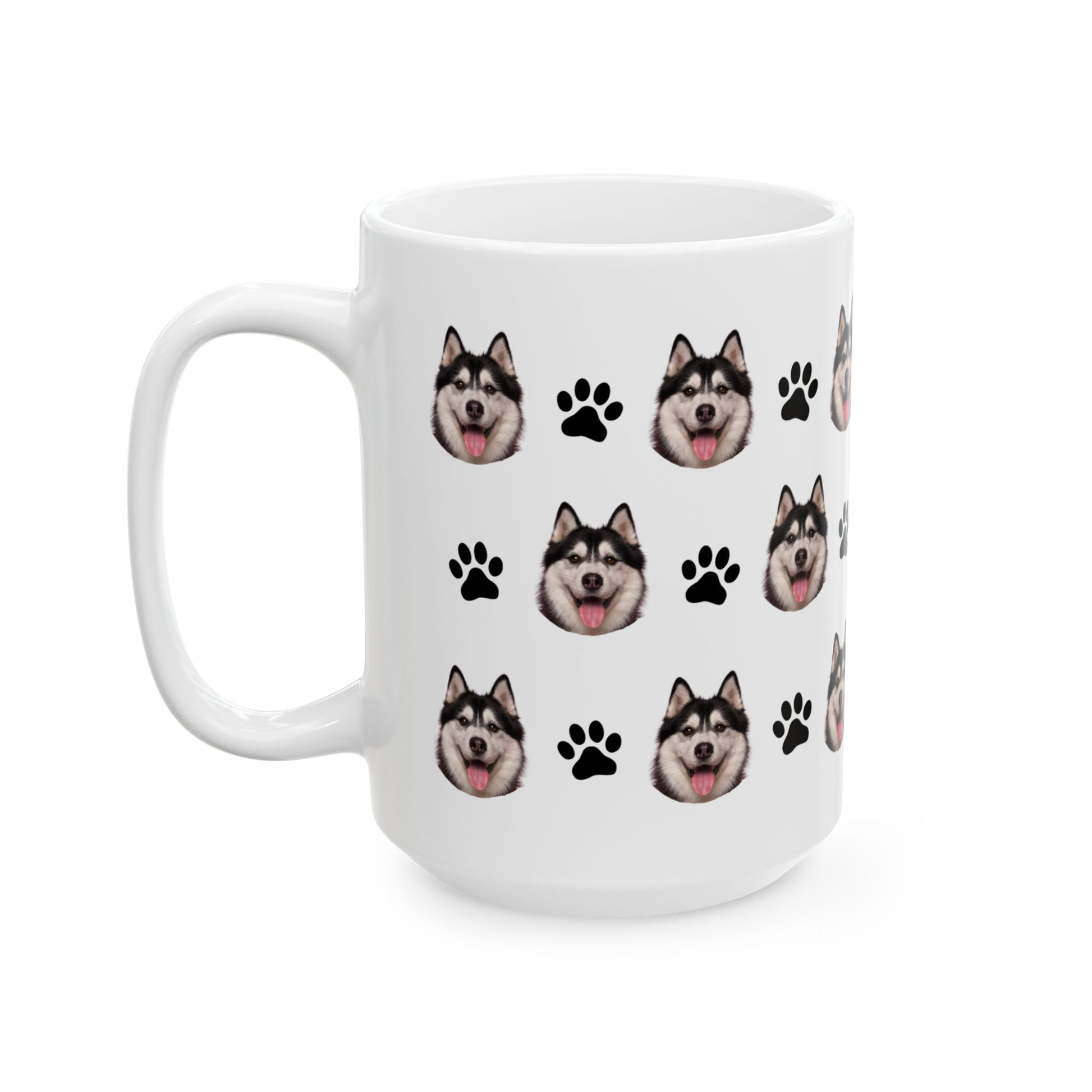 Custom dog breed Ceramic Mug - Cute Dog Face & Paw Print Design for Pet Lovers