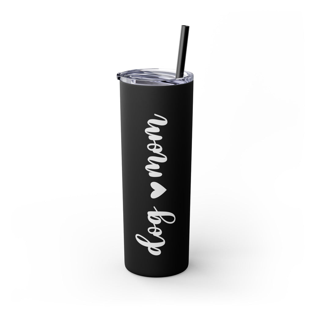Dog Mom Skinny Tumbler with Straw, 20oz Water Bottle, Gift for Dog Lovers, Personalized Drinkware, Cute Dog Owner Gift, Travel Mug