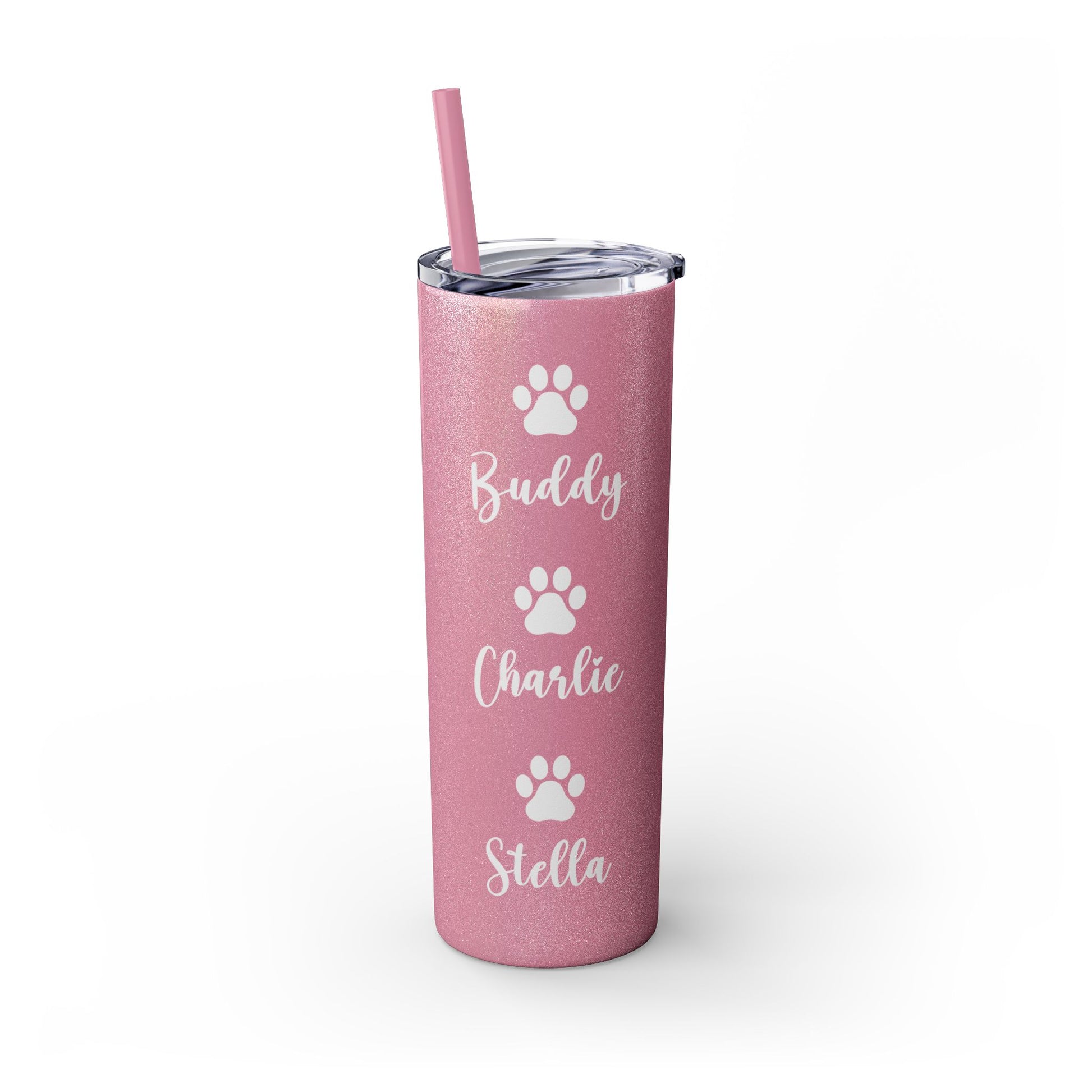 Dog Mom Skinny Tumbler with Straw, 20oz Water Bottle, Gift for Dog Lovers, Personalized Drinkware, Cute Dog Owner Gift, Travel Mug