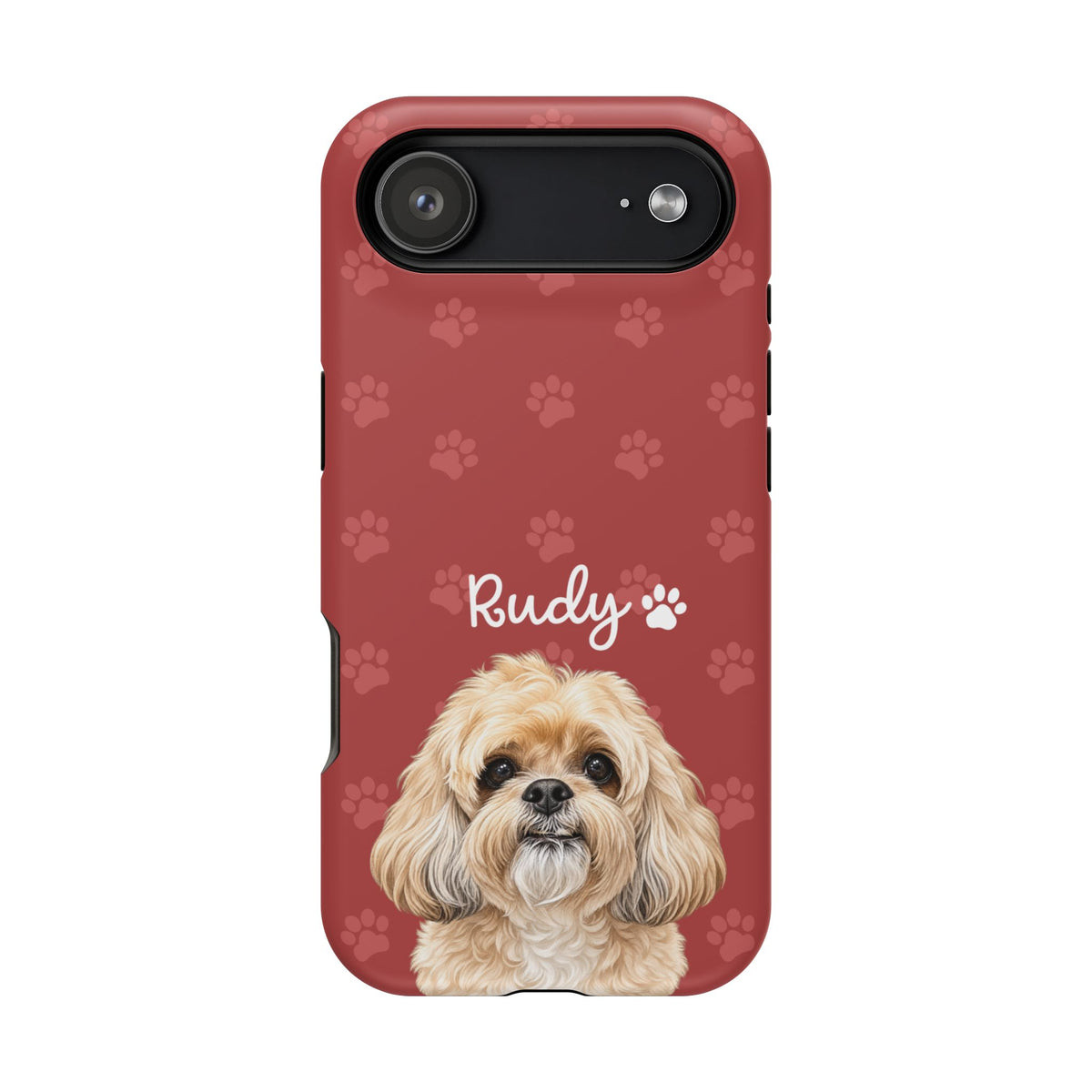 Personalized Dog Photo Phone Case — 'Rudy' Paw-Print Magnetic Impact-Resistant Case