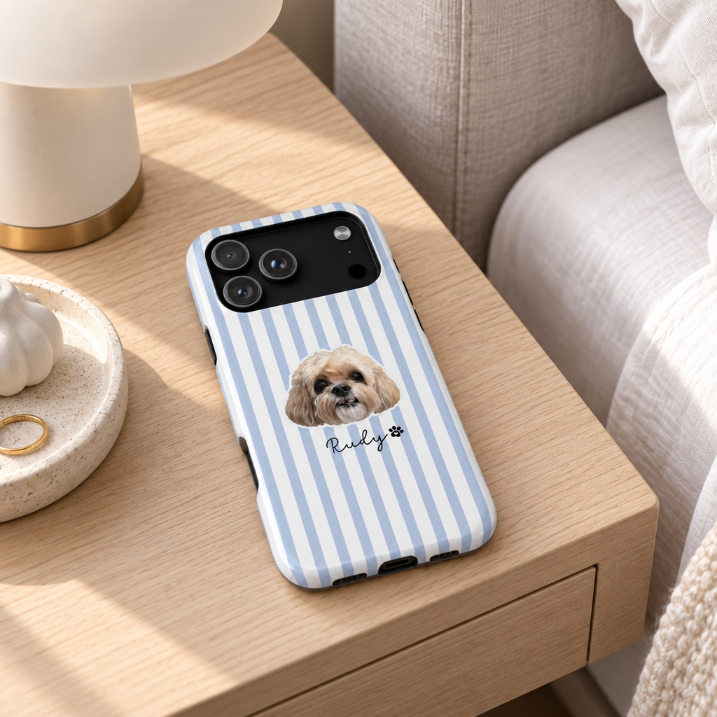 Personalized Dog Photo Phone Case — Custom Pet Name Magnetic Impact-Resistant Case