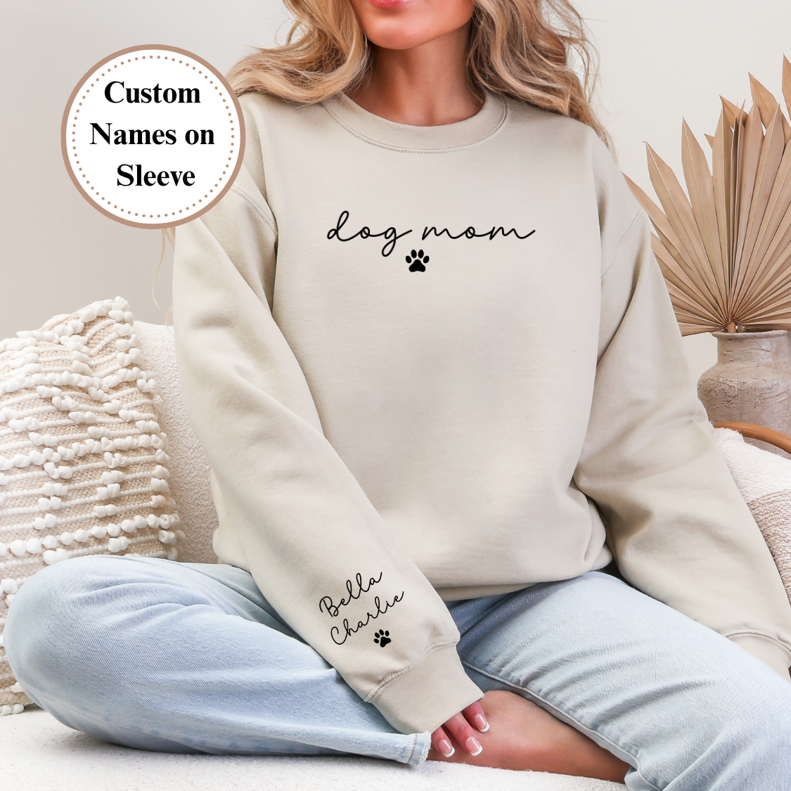 Dog Mom Crewneck Sweatshirt with Dog names