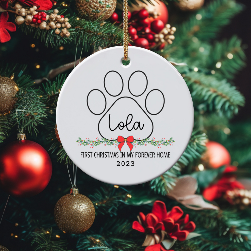 Dog's First Christmas Ceramic Ornament