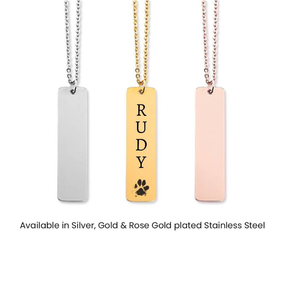 Pet's Name & Paw Print Necklace