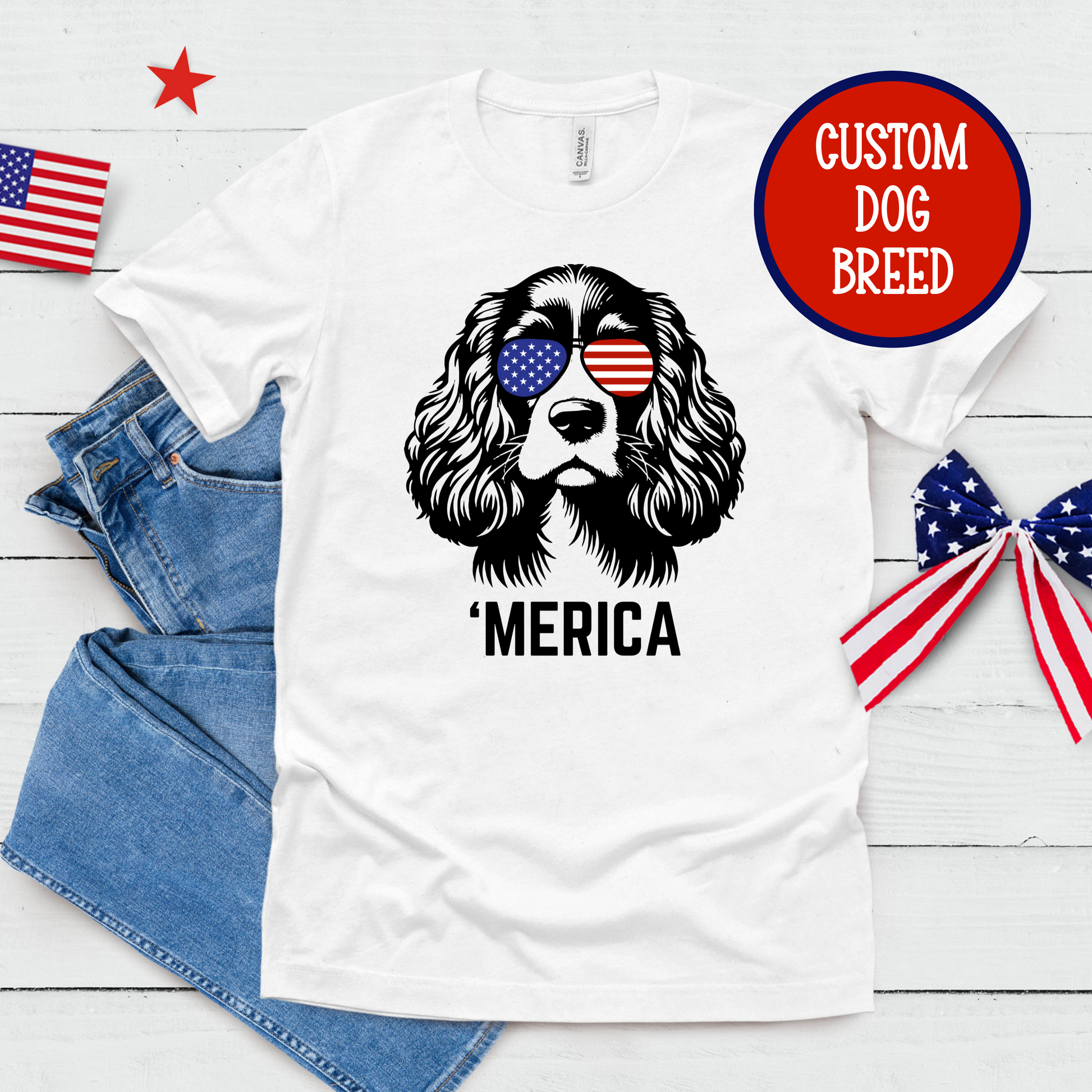 Patriotic Custom Dog Breed Tee