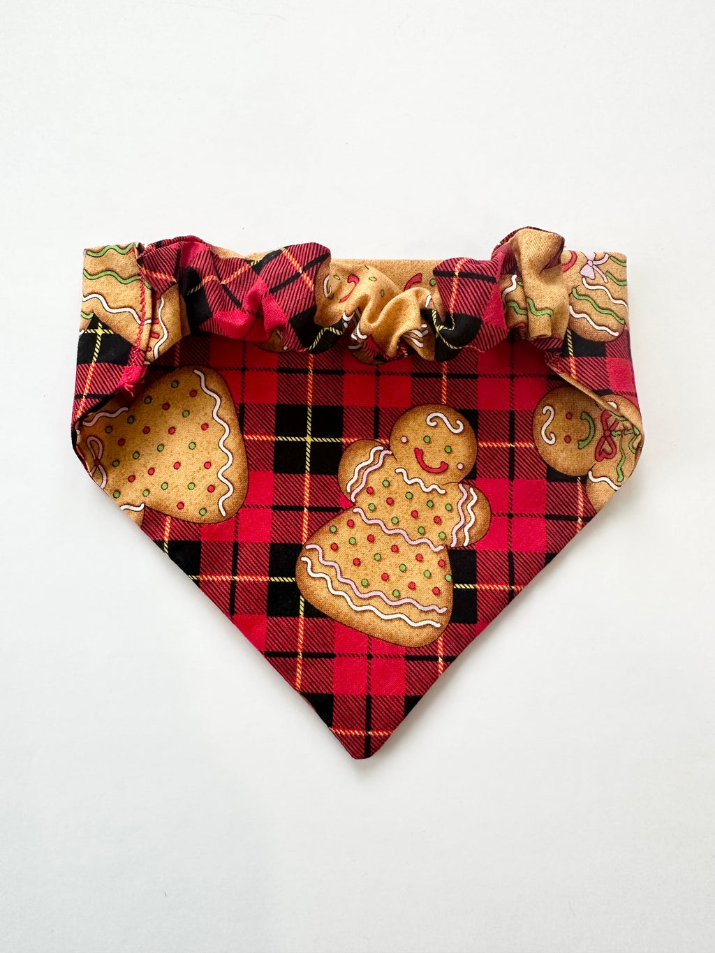Christmas plaid gingerbread Scrunchie Dog Bandana