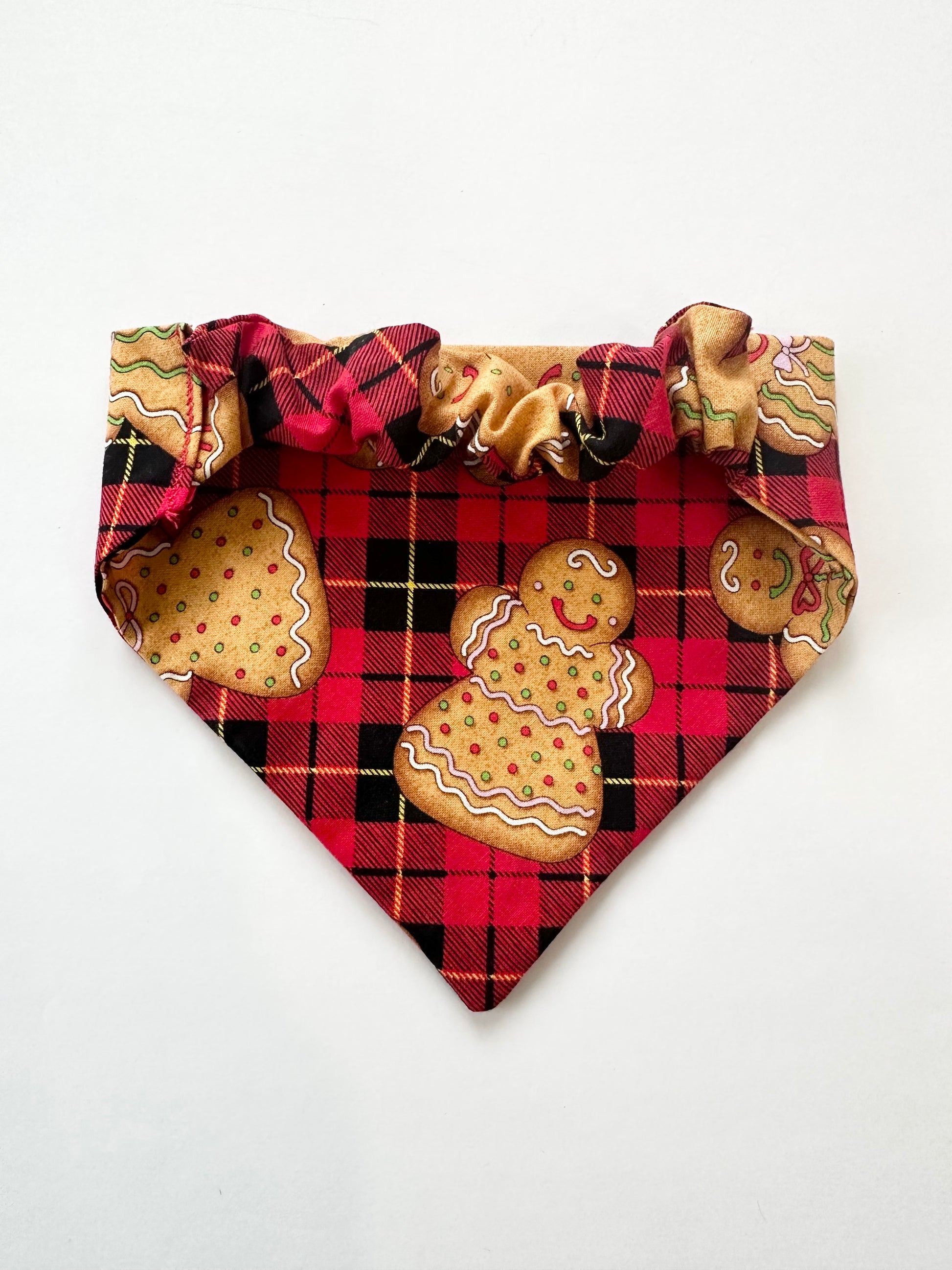 Christmas plaid gingerbread Scrunchie Dog Bandana