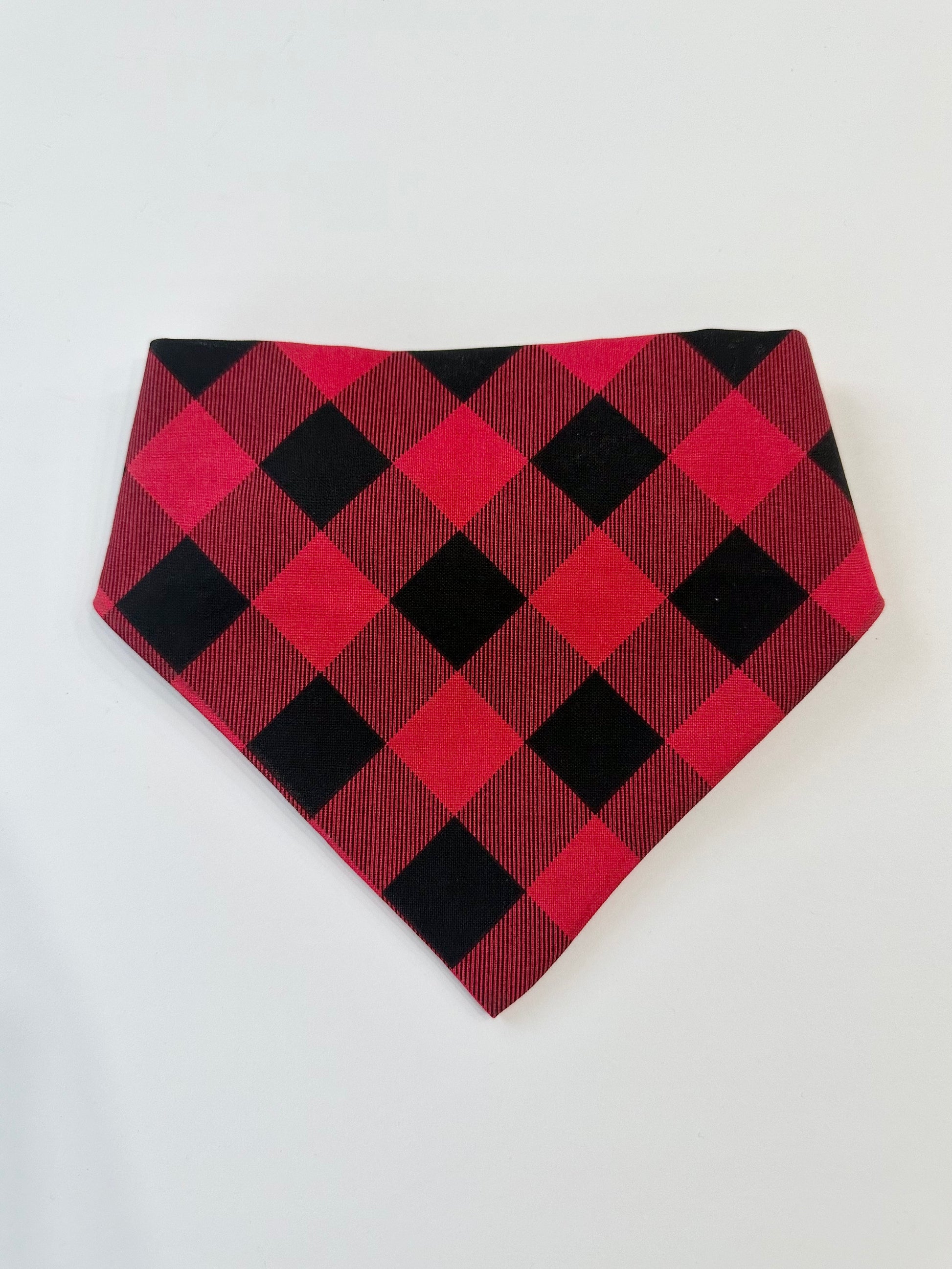 Christmas red plaid Scrunchie Dog Bandana