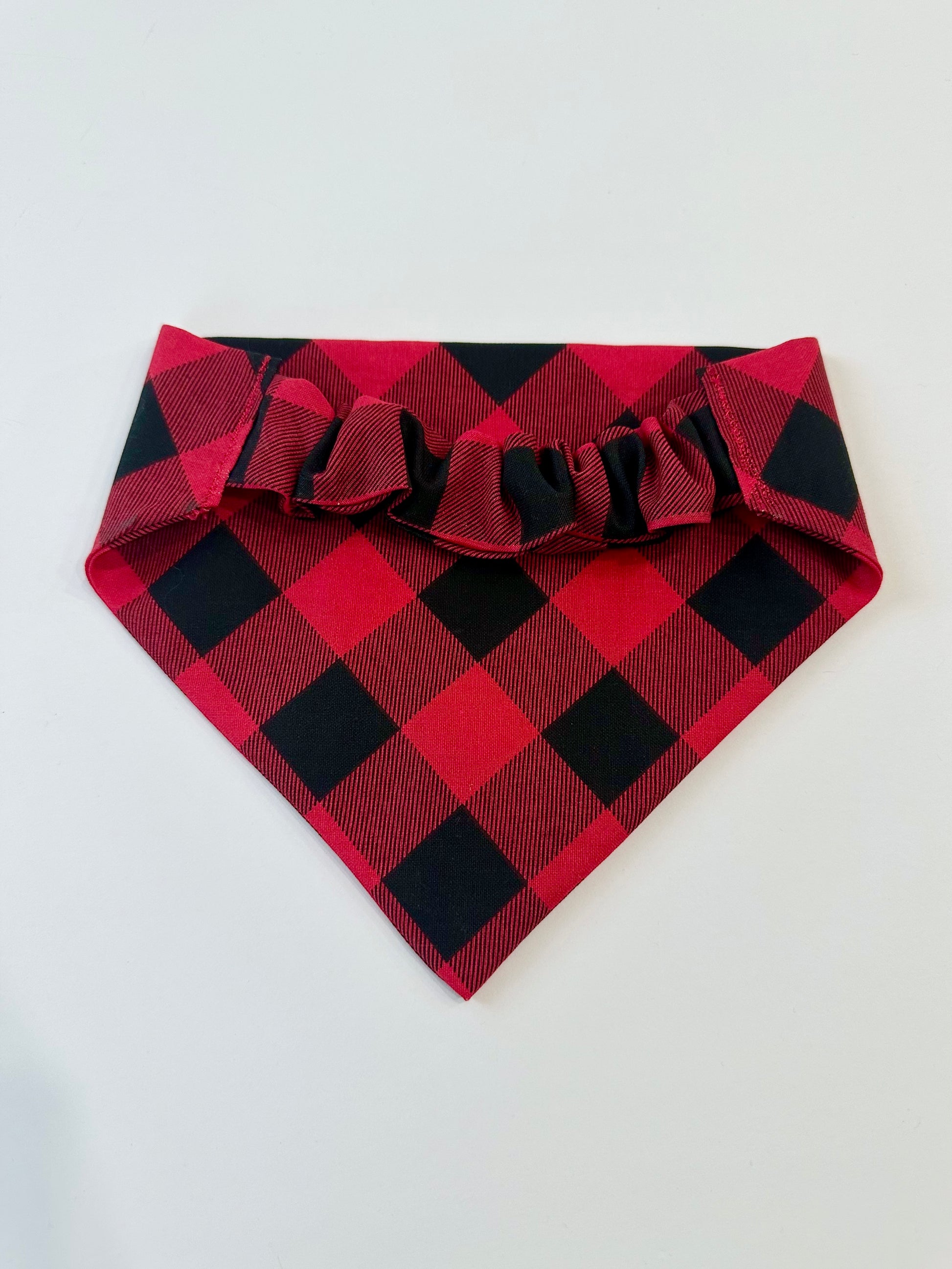 Christmas red plaid Scrunchie Dog Bandana