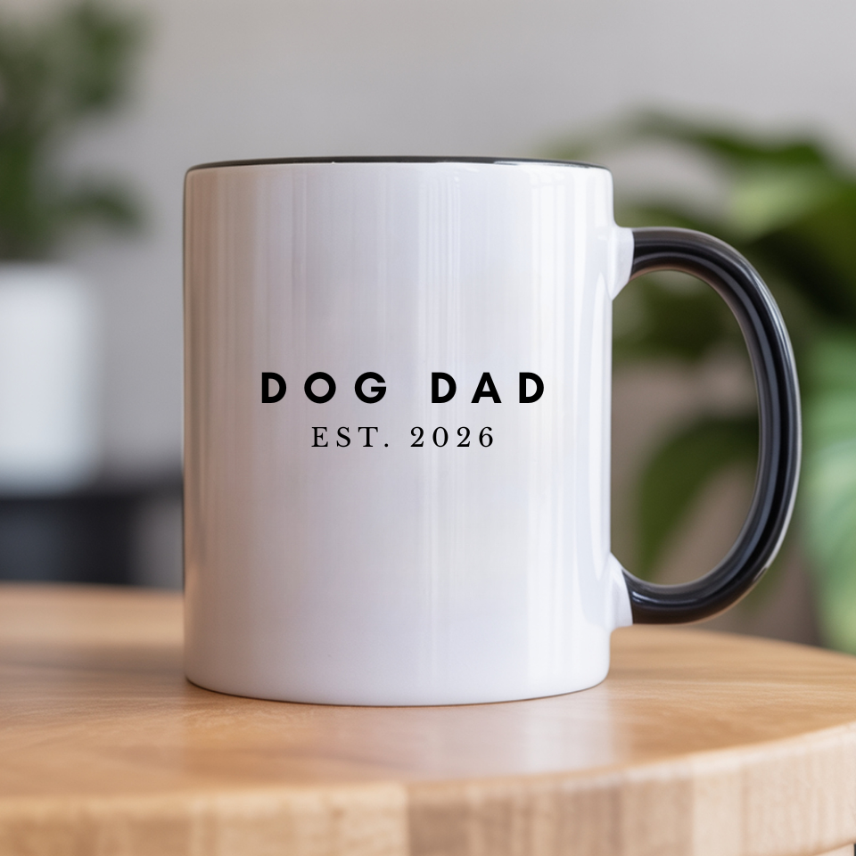 Personalized Dog Name Coffee Mug — Minimal Puppy Outline "Duke" Accent Mug