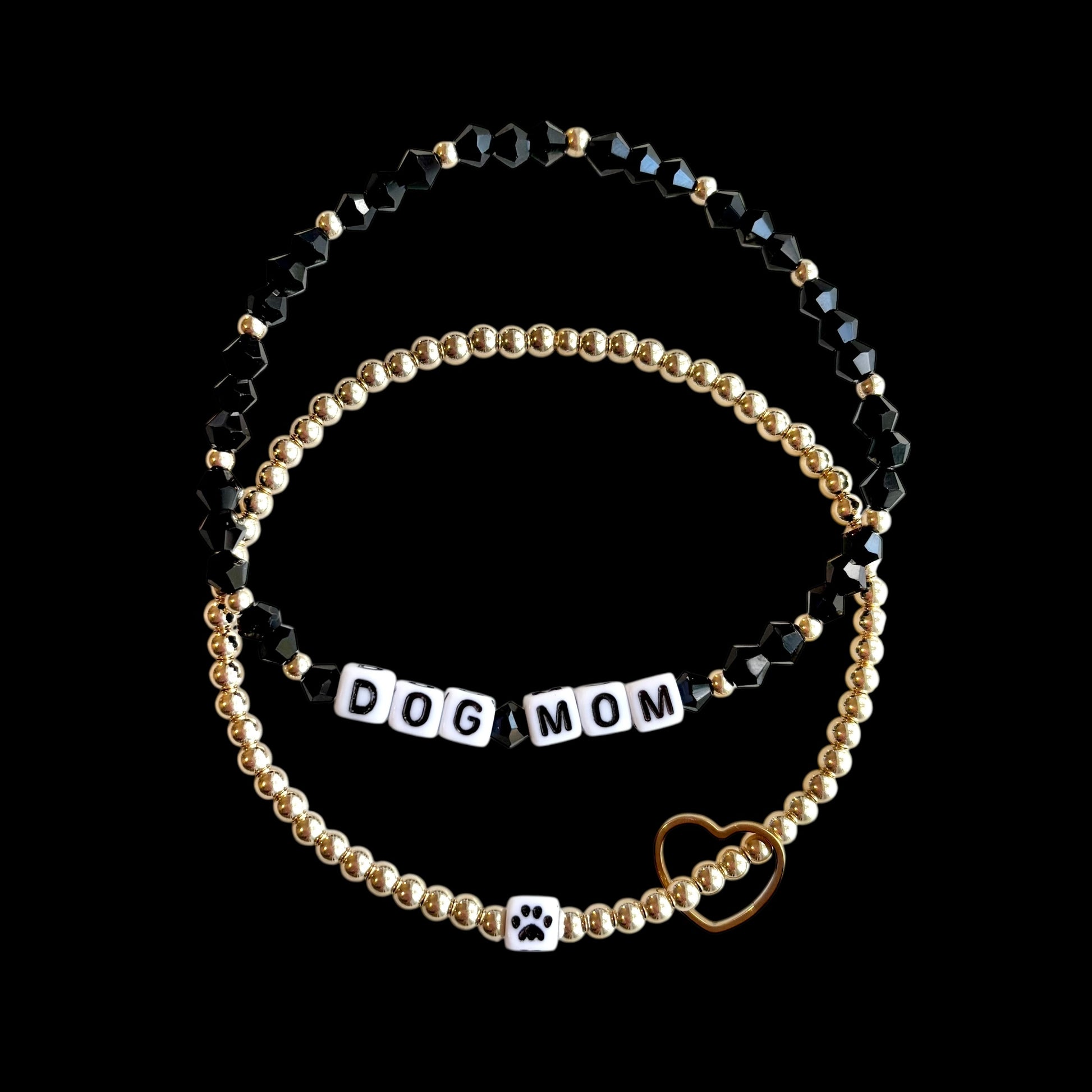 Dog Mom and Paw Beaded Bracelets- Set of 2