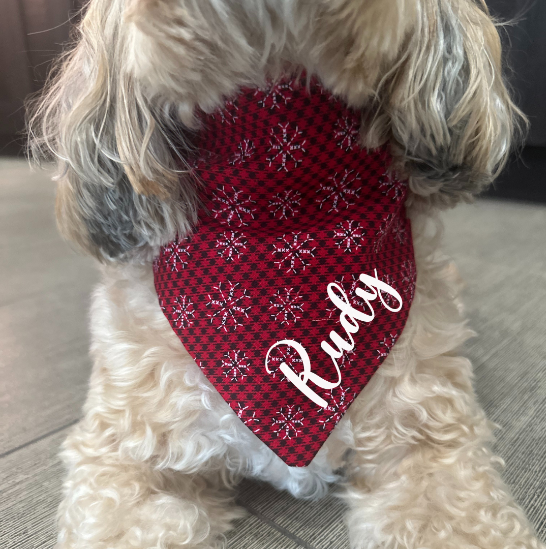 Christmas Snowflake Scrunchie Dog Bandana