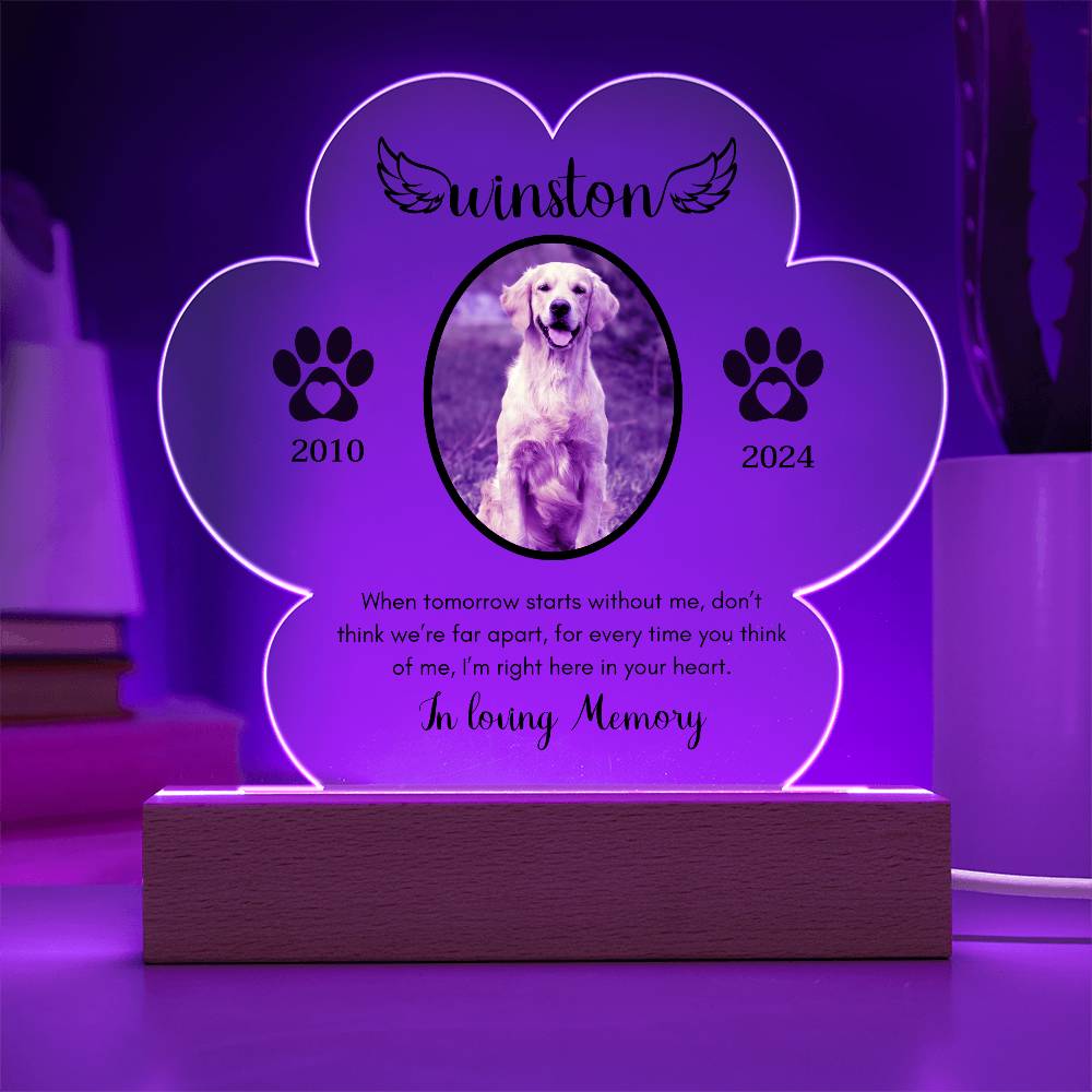 Personalized Pet Memorial LED Acrylic plaque