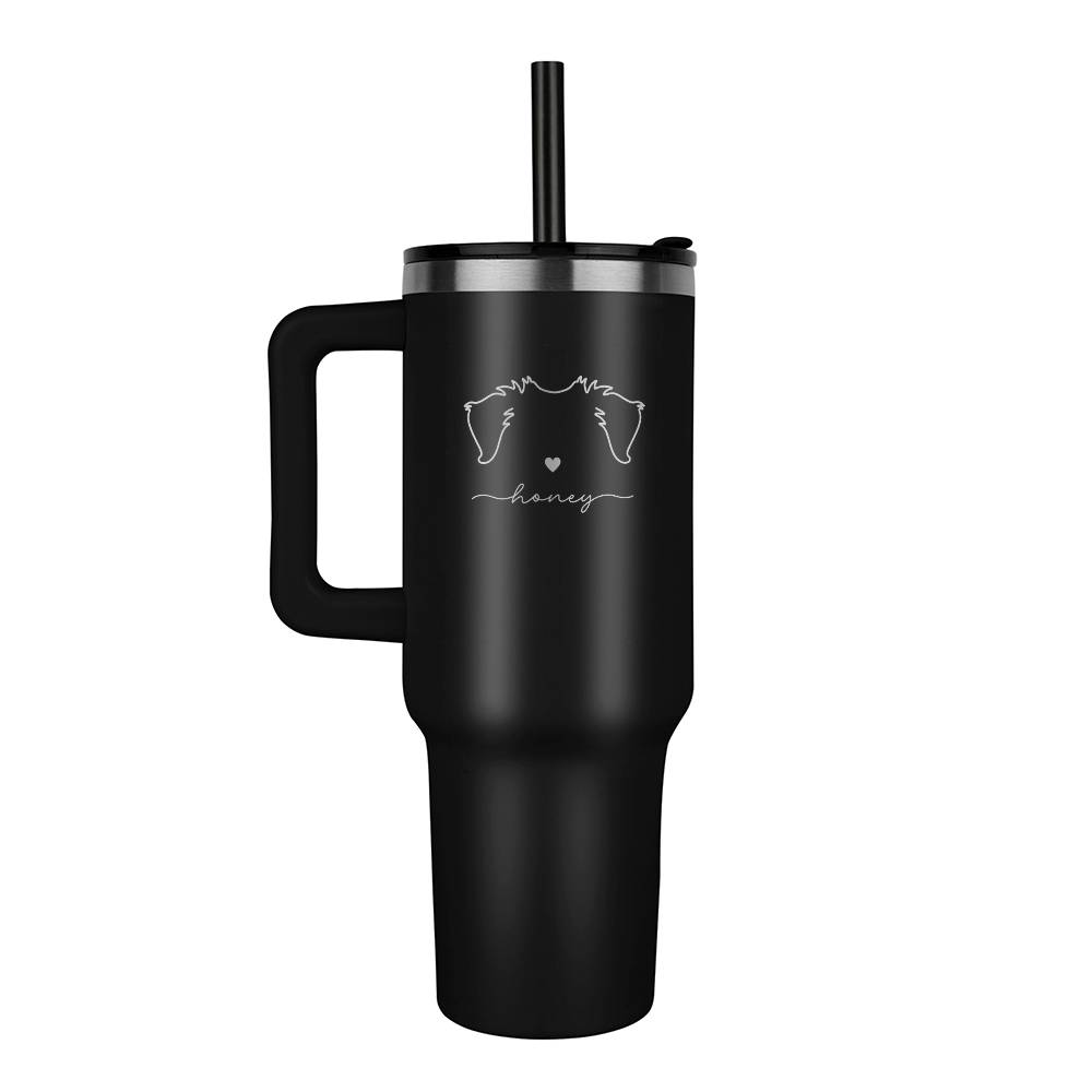 Custom Dog Ears 40oz Tumbler with Handle