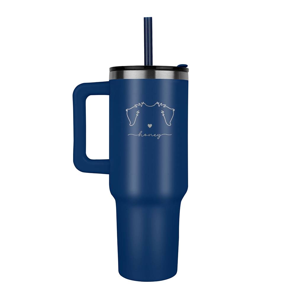 Custom Dog Ears 40oz Tumbler with Handle