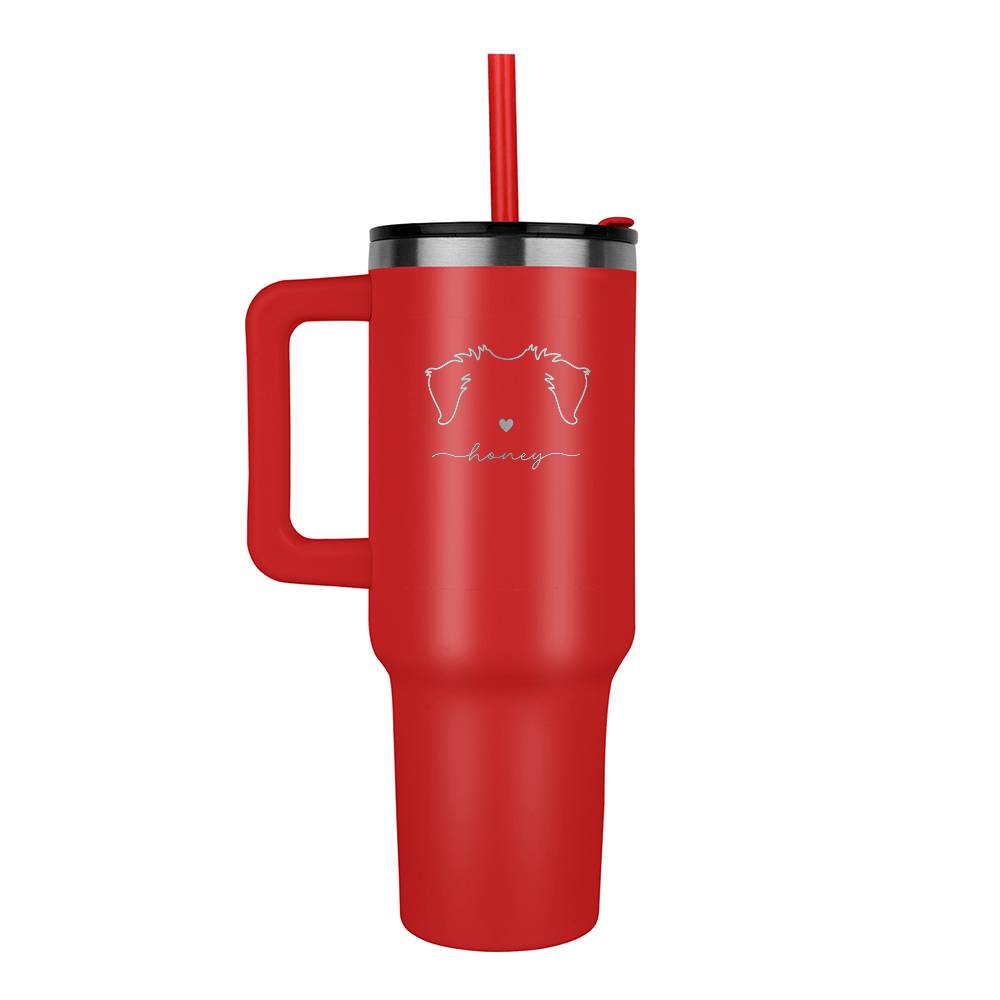Custom Dog Ears 40oz Tumbler with Handle