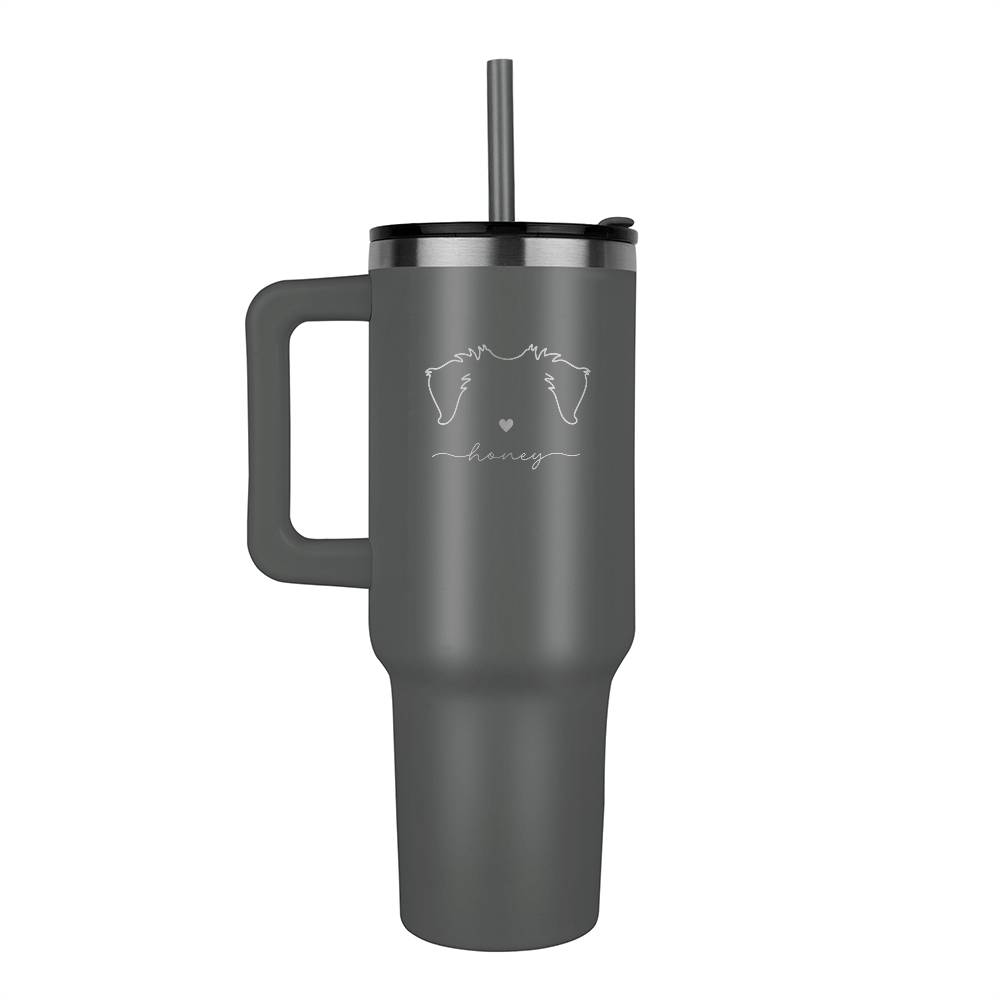 Custom Dog Ears 40oz Tumbler with Handle