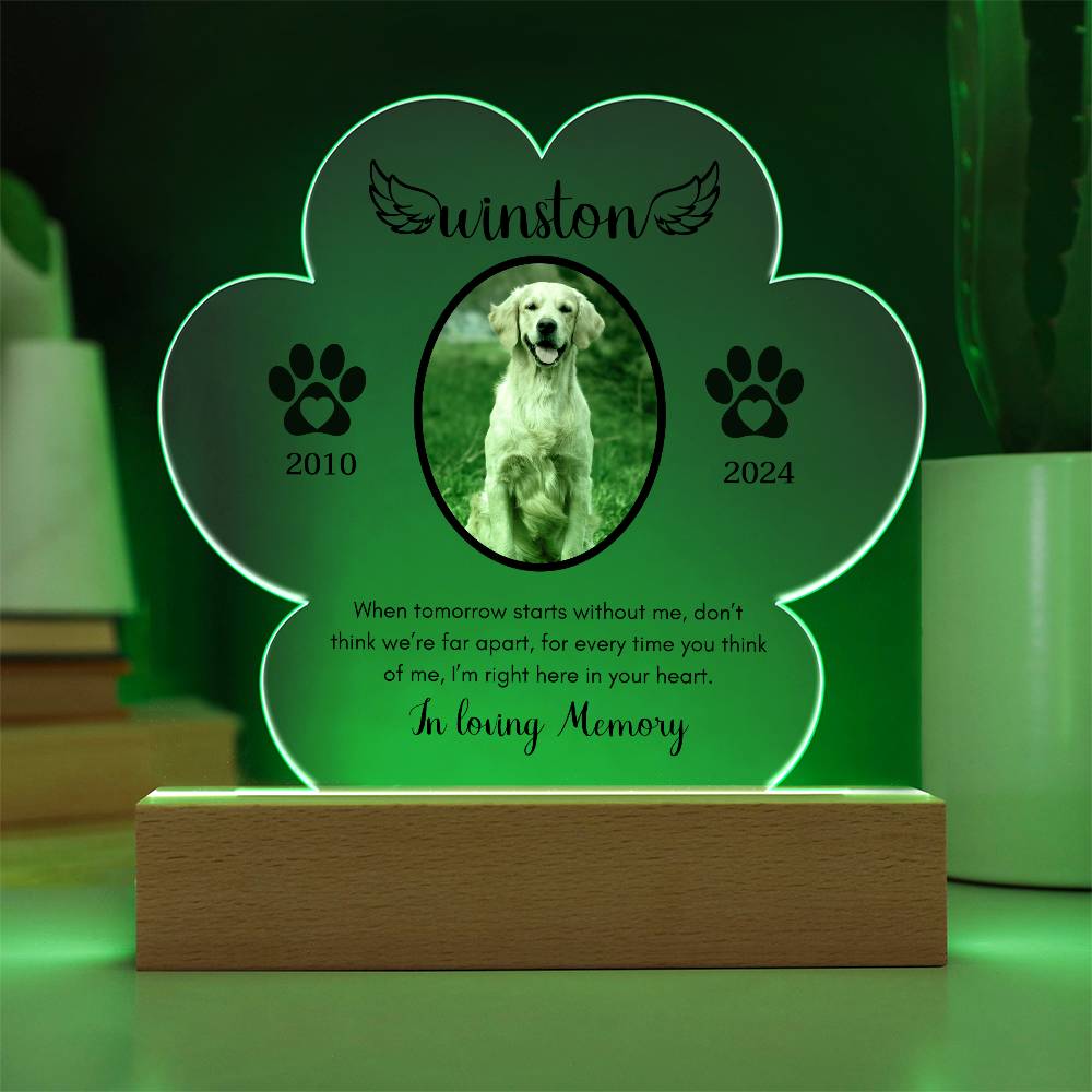 Personalized Pet Memorial LED Acrylic plaque
