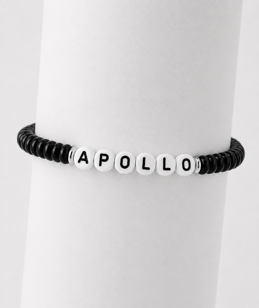 Custom Dog Name Black beaded bracelet