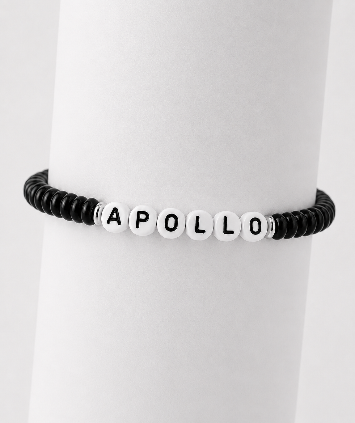 Custom Dog Name Black beaded bracelet