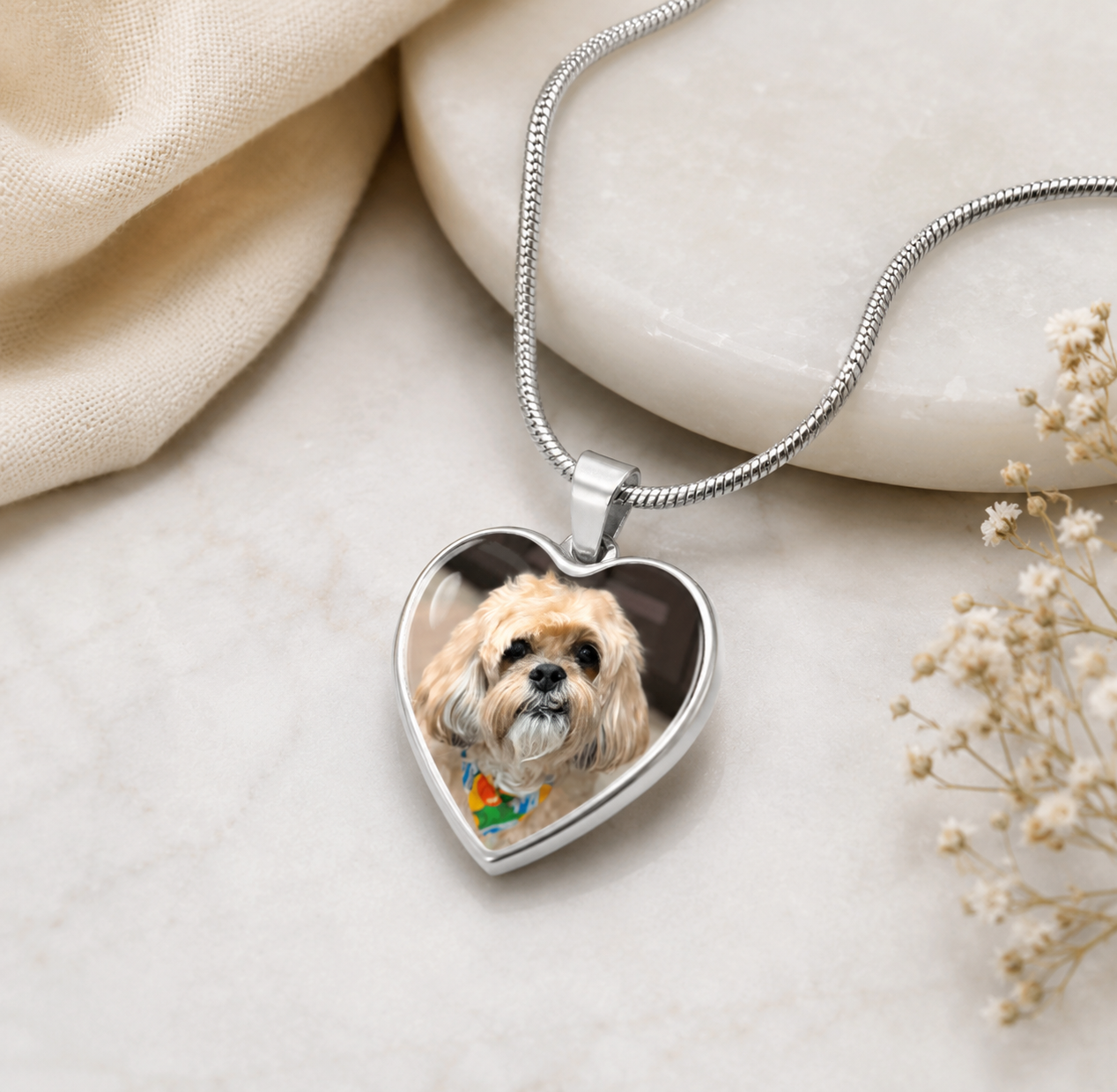 Custom dog photo necklace
