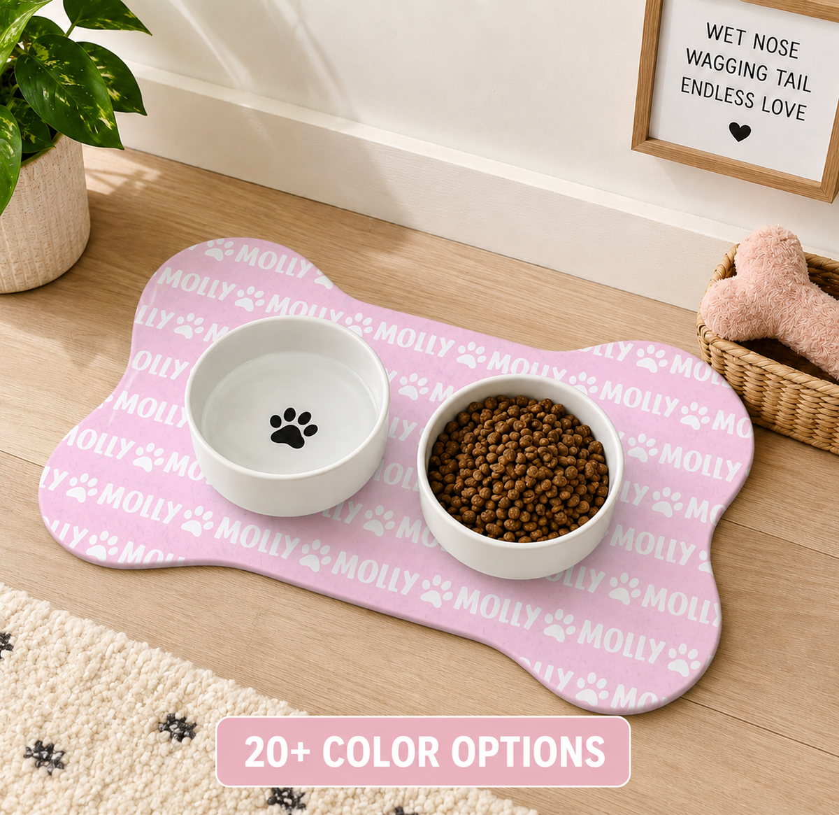 Bone Shaped Personalized Pet Food Mat