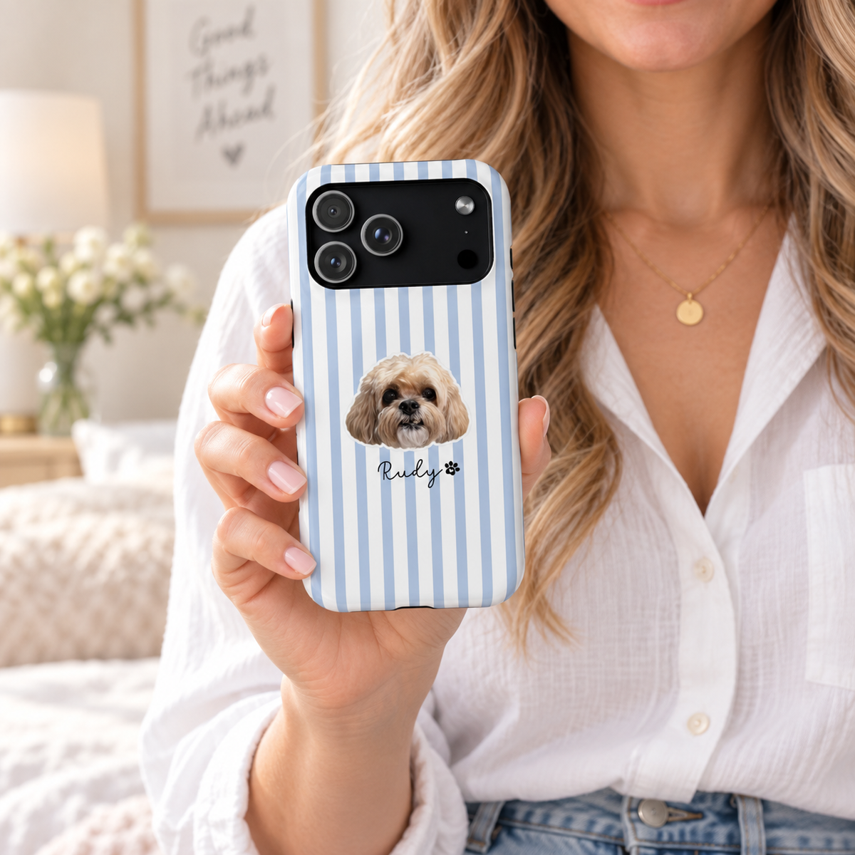 Personalized Dog Photo Phone Case — Custom Pet Name Magnetic Impact-Resistant Case