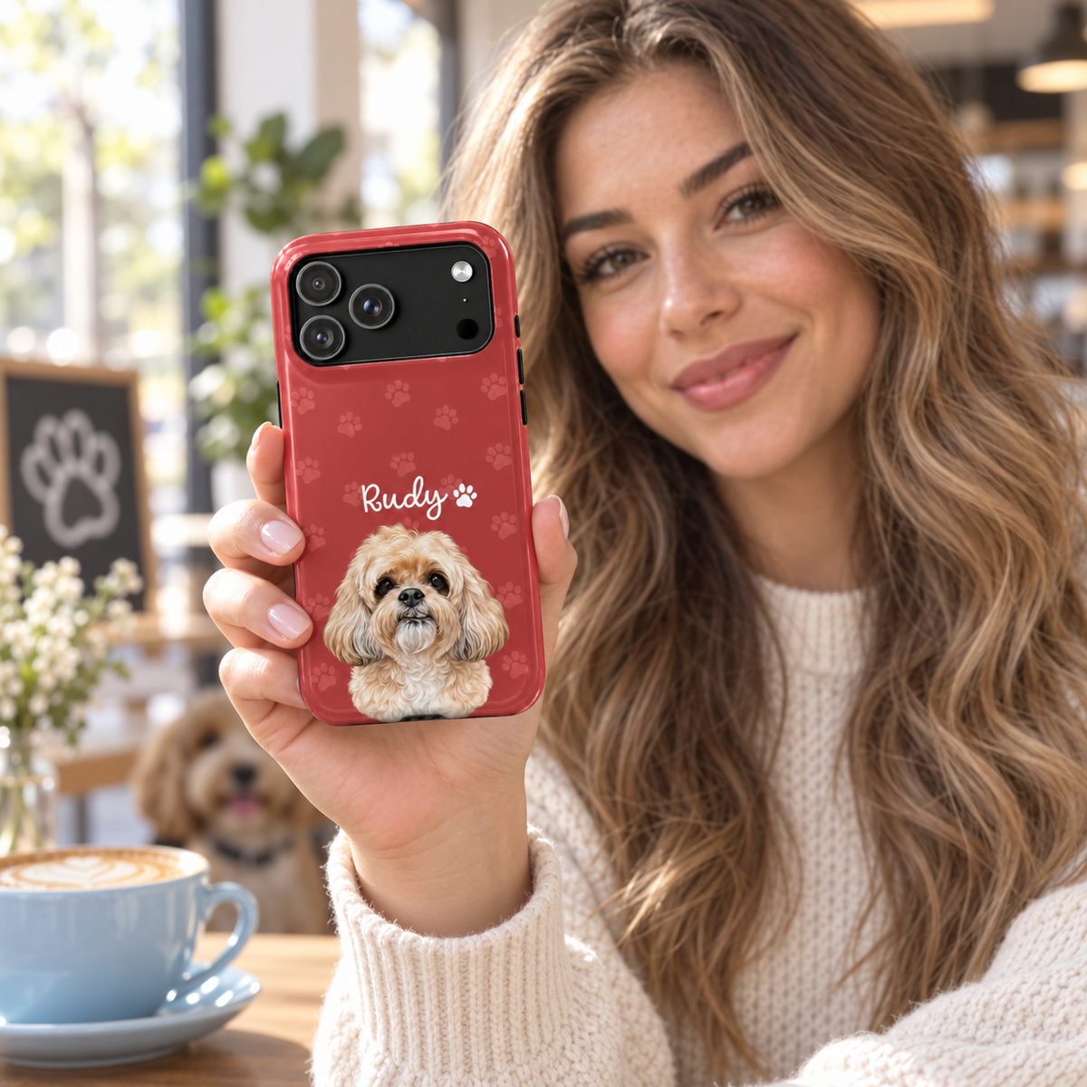 Personalized Dog Photo Phone Case — 'Rudy' Paw-Print Magnetic Impact-Resistant Case
