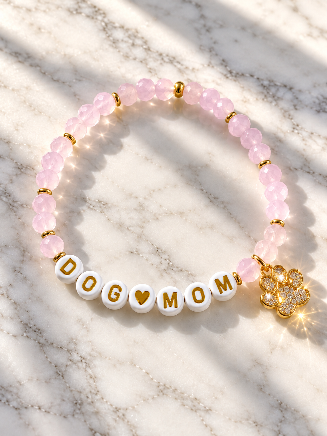 Personalized dog mom beaded bracelet