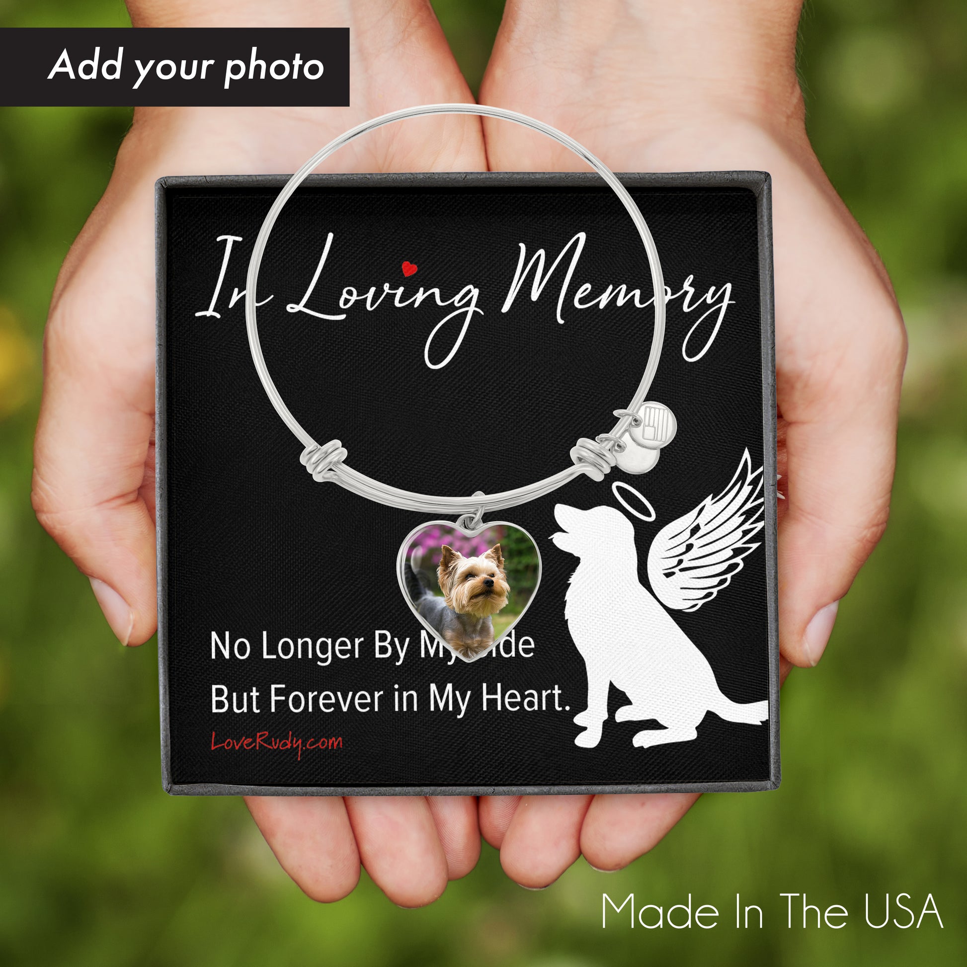 Customized Heart Bracelet In Loving Memory, No longer By my Side but forever in my Heart