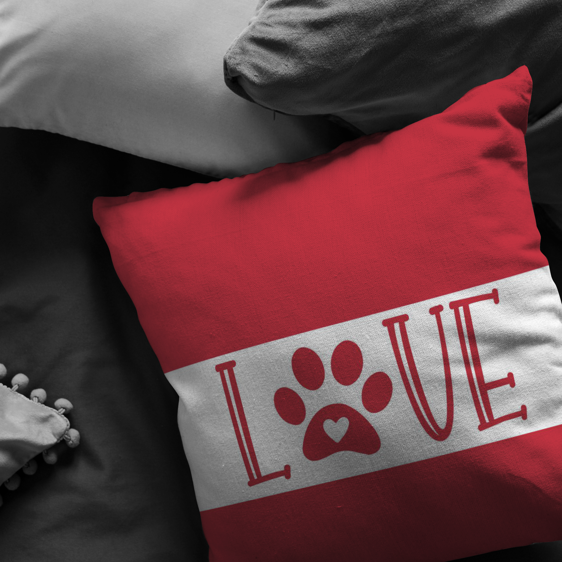 Red and white Dachshund Love Middle Pillow