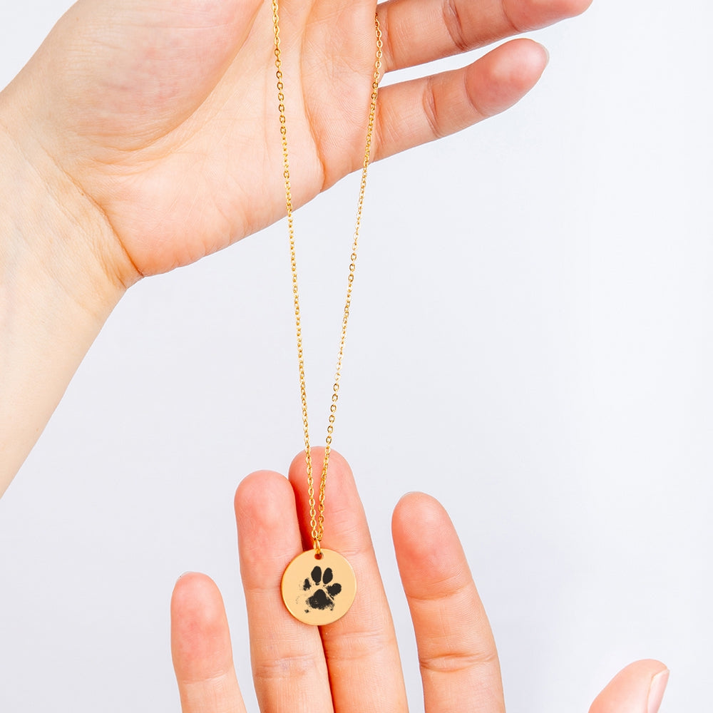 Custom Engraved Paw Print Necklace