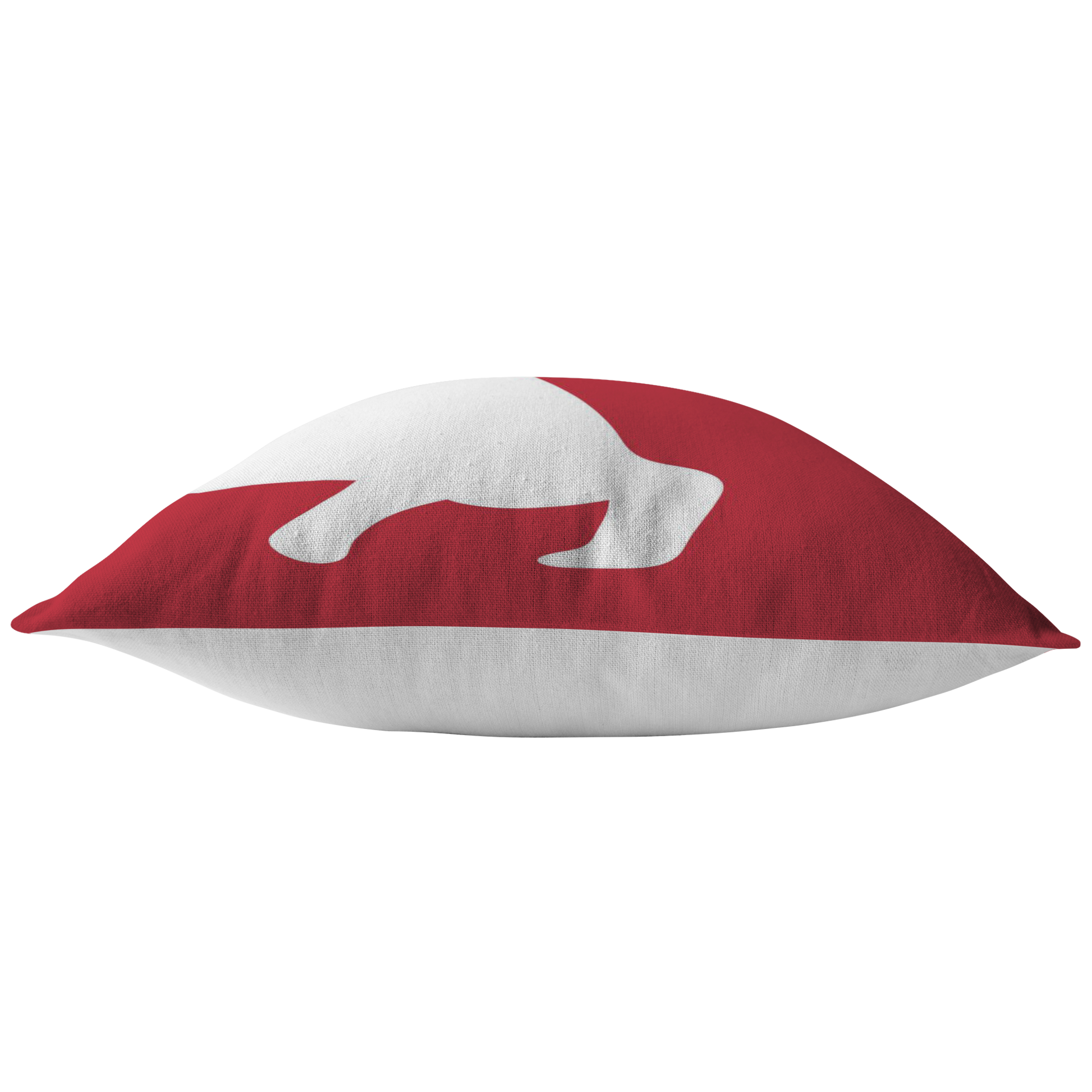 Red pillow with Dachshund silhouette in white horizontal view