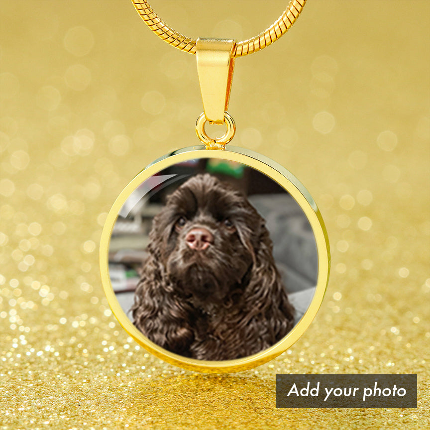 Customized Circle Photo Necklace "Best Dog Mom"