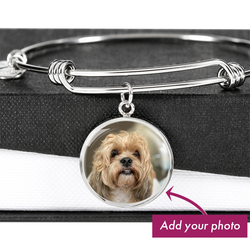 Customized Circle Photo Bracelet "Best Dog Mom". Perfect Gift for a dog lover for Mother's Day!