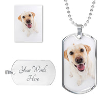 Custom Photo Glass Coated Dog Tag Necklace with Engraved message
