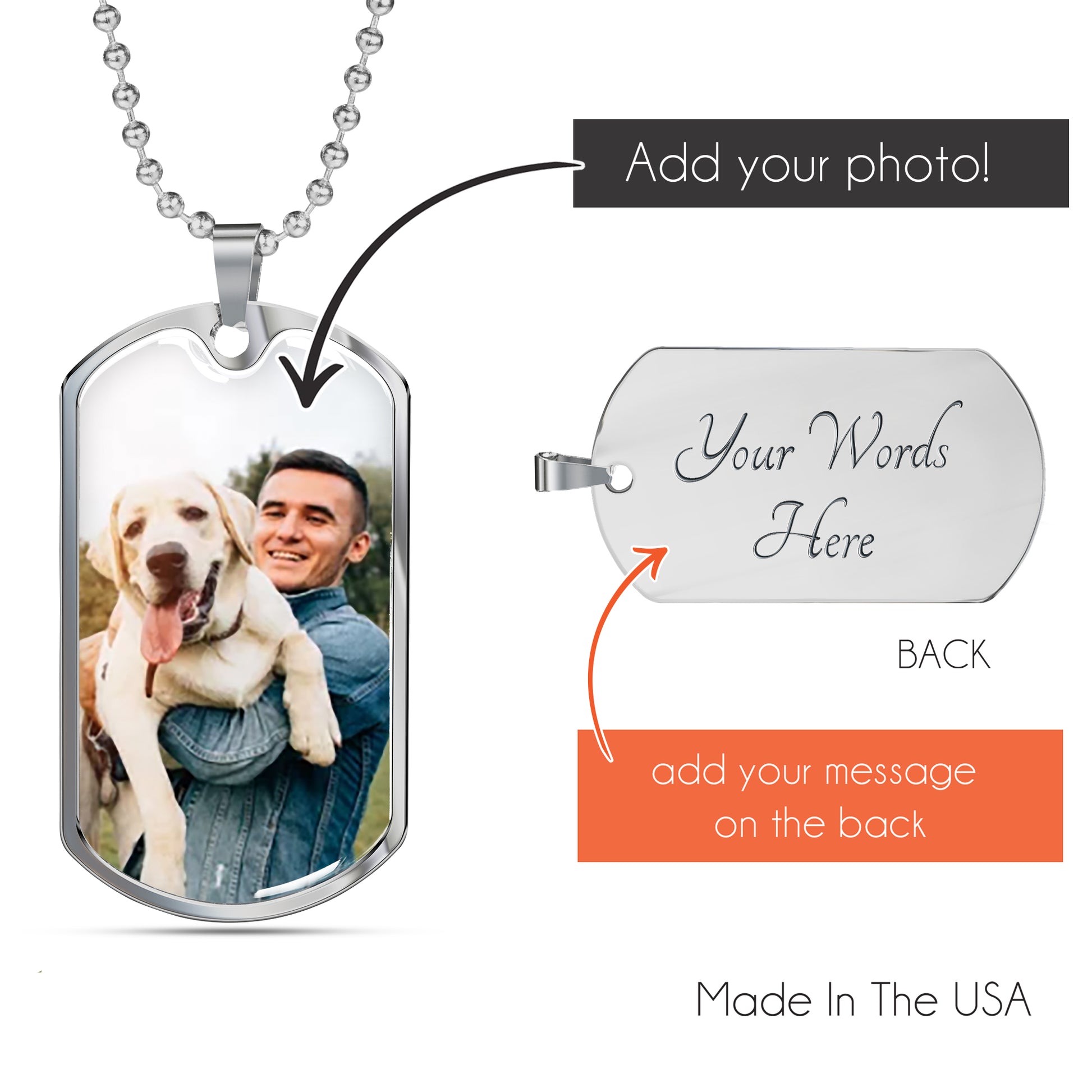 Customized Photo Dog Tag Necklace For My Dog Daddy. Perfect gift for a Dog Dad!