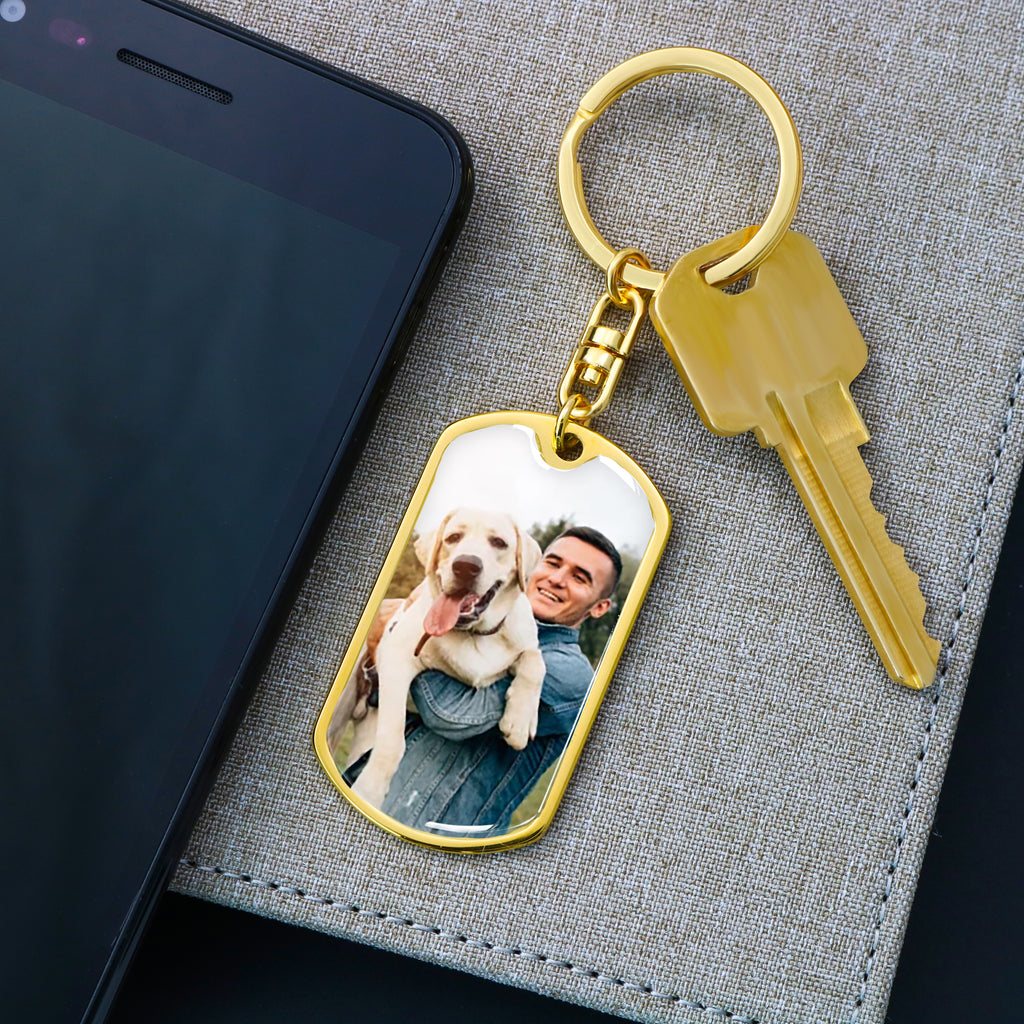 Customized Photo Dog Tag Keychain For my Dog Daddy. Perfect Gift for a dog dad!